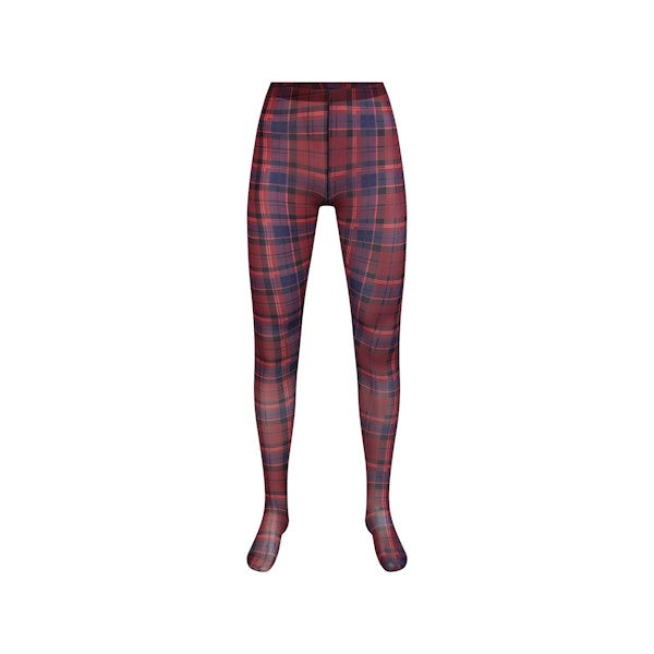 MILKY SHEER FOOTED LEGGING | MERLOT NAVY PLAID FLAT ON A WHITE BACKGROUND | FLT