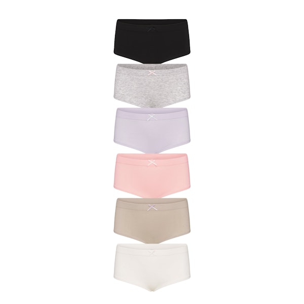 COTTON SEAMLESS GIRLS BRIEF 6-PACK | BALLET WIND MULTI FLAT ON A WHITE BACKGROUND @ | FLT @ | FOCUS: 0.0, 1.0, 0.9
