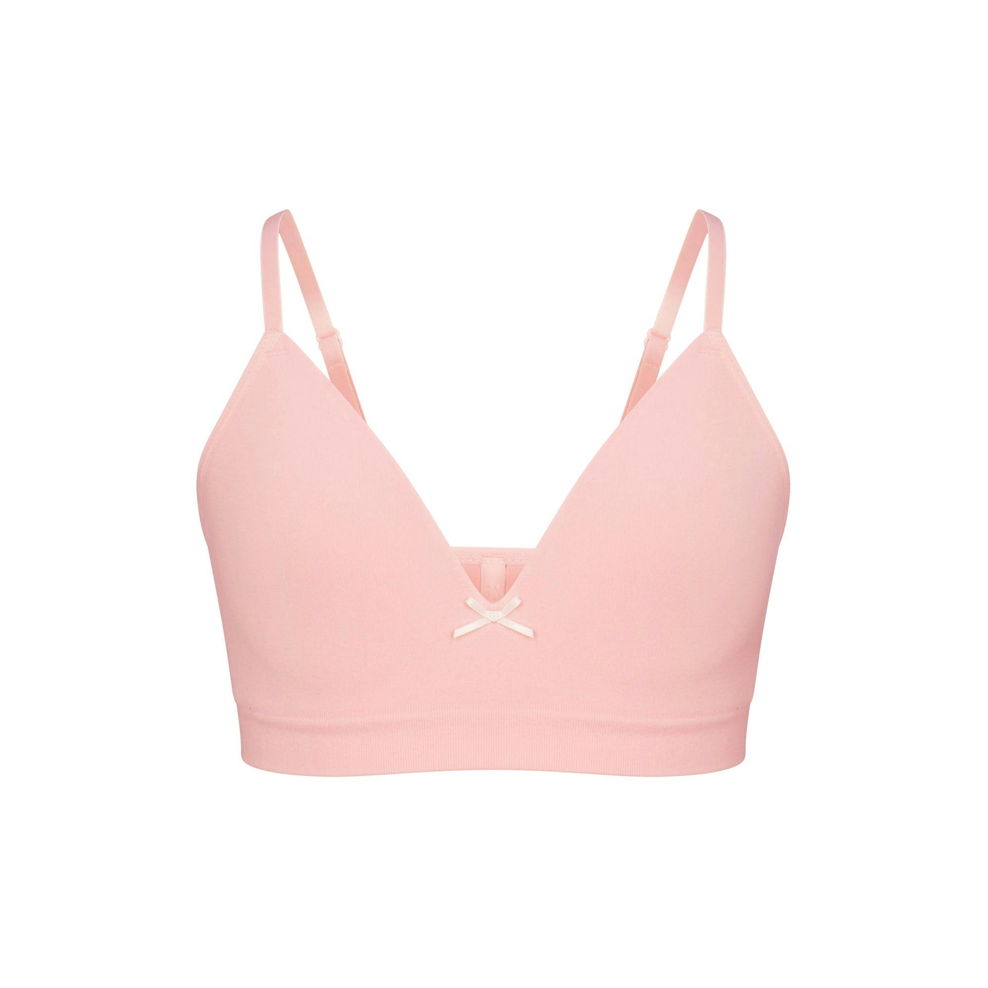 COTTON SEAMLESS GIRLS BRA 2-PACK | MARBLE AND BALLET FLAT ON A WHITE BACKGROUND @ | FLT