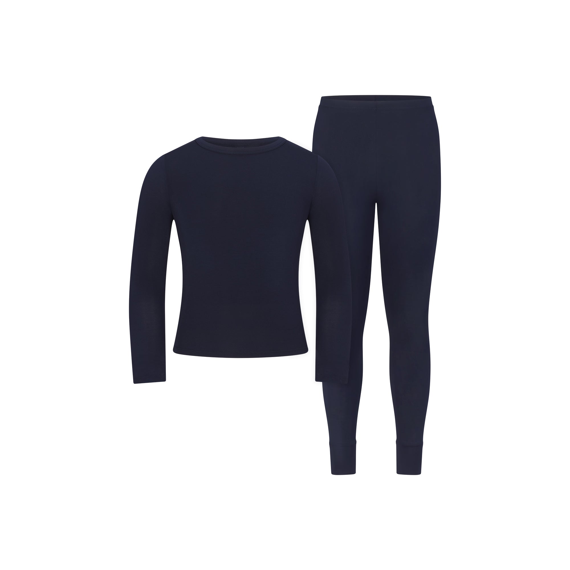 SKIMS SLEEP KIDS SLEEP SET | NAVY FLAT ON A WHITE BACKGROUND | FLT