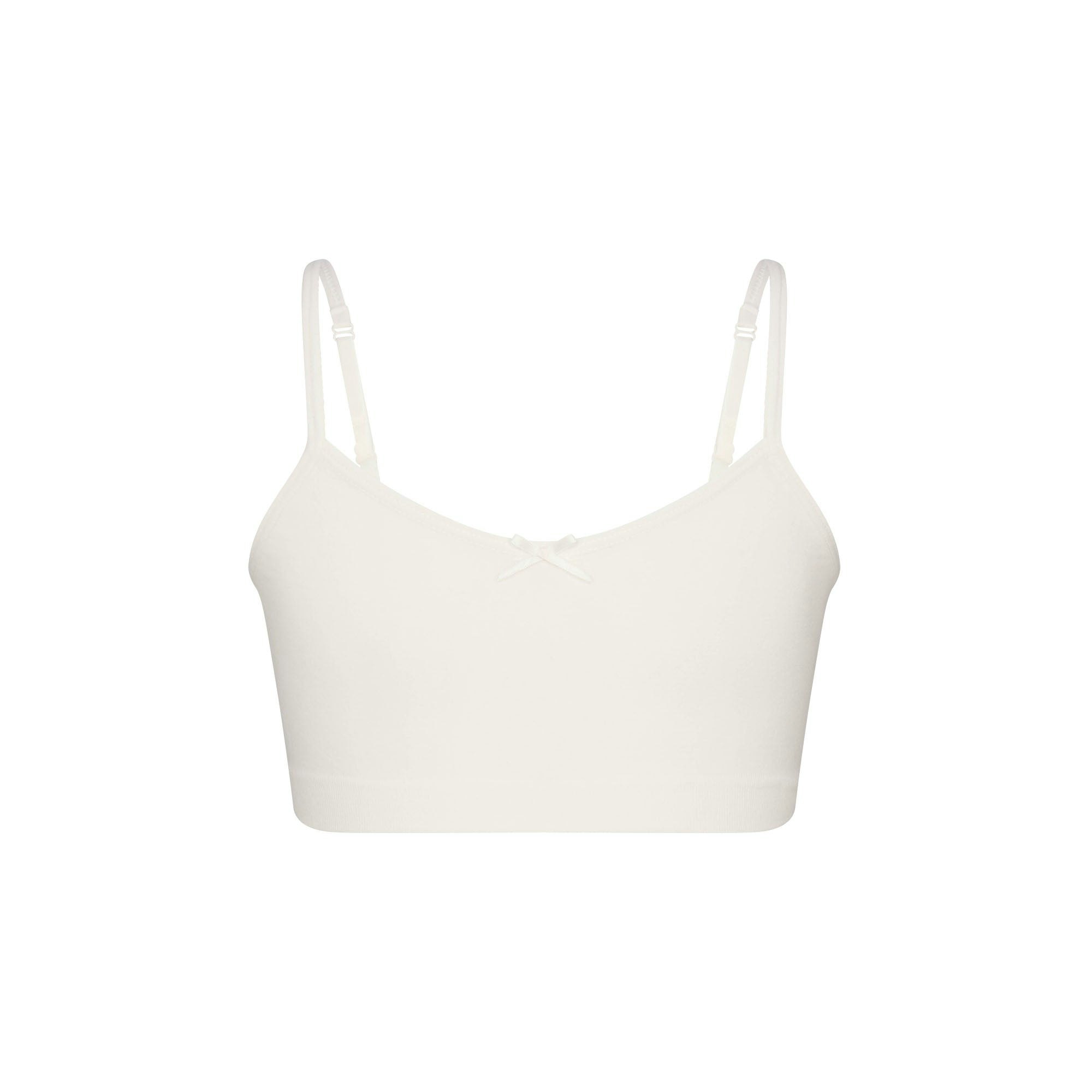 COTTON SEAMLESS GIRLS BRALETTE 2-PACK | MARBLE AND BALLET FLAT ON A WHITE BACKGROUND @ | FLT