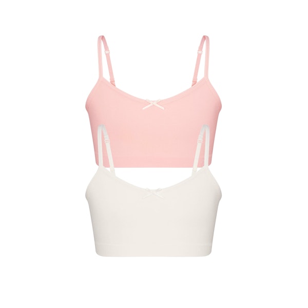 COTTON SEAMLESS GIRLS BRALETTE 2-PACK | MARBLE AND BALLET FLAT ON A WHITE BACKGROUND @ | FLT