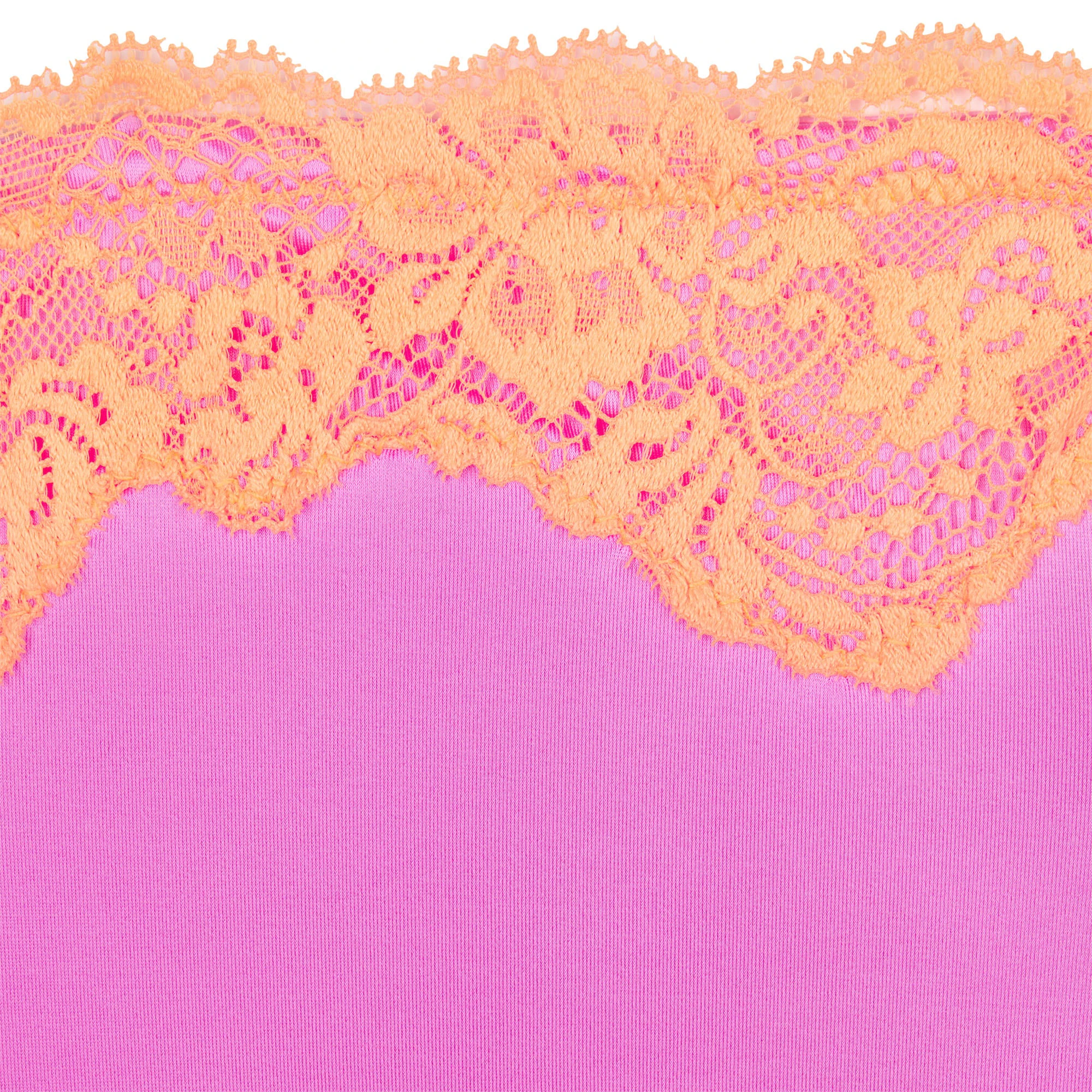 LACE SWIM BANDEAU BIKINI TOP | NEON ORCHID ADDITIONAL FABRIC DETAILS