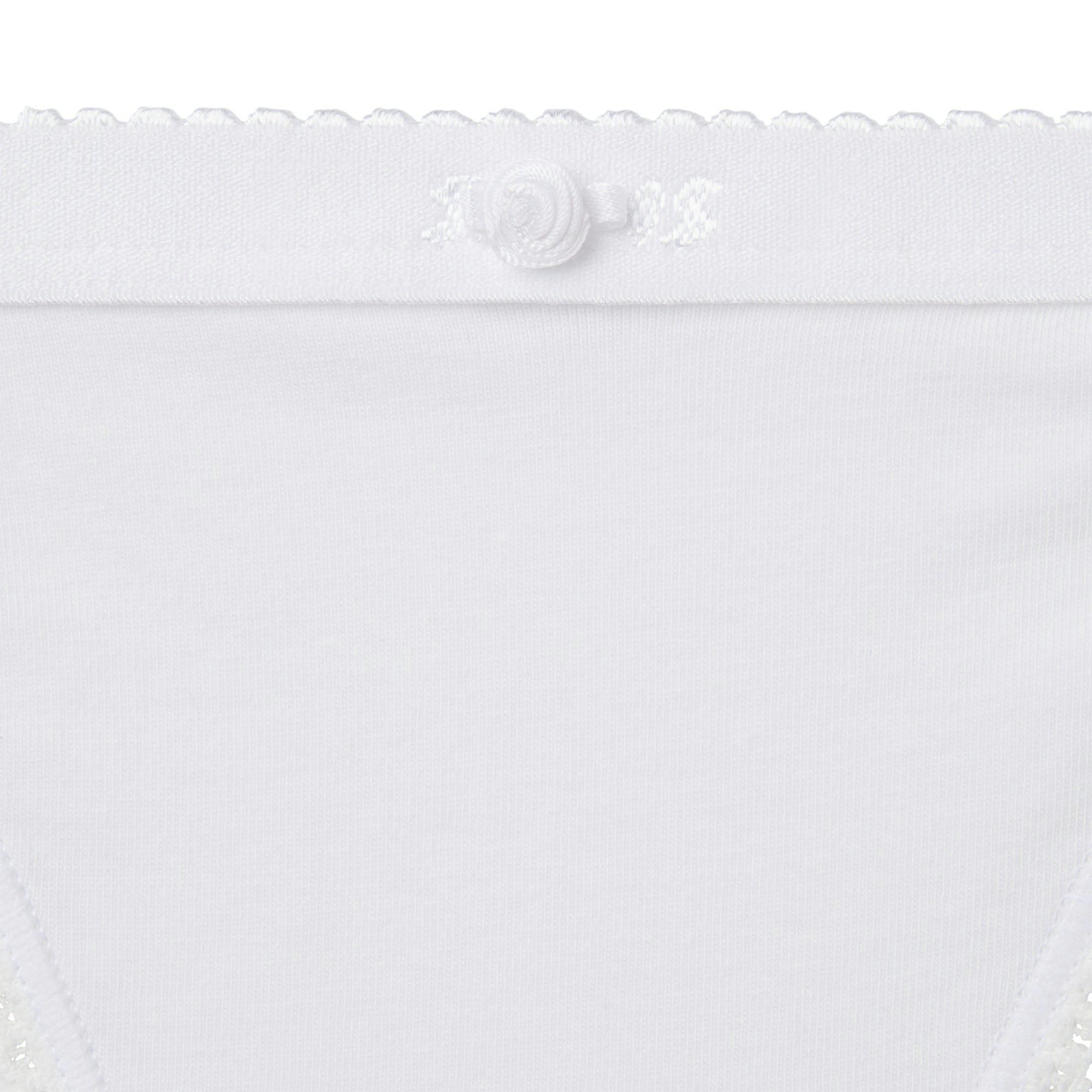 LIGHTWEIGHT COTTON LOGO PICOT STRING BIKINI | SNOW ADDITIONAL FABRIC DETAILS