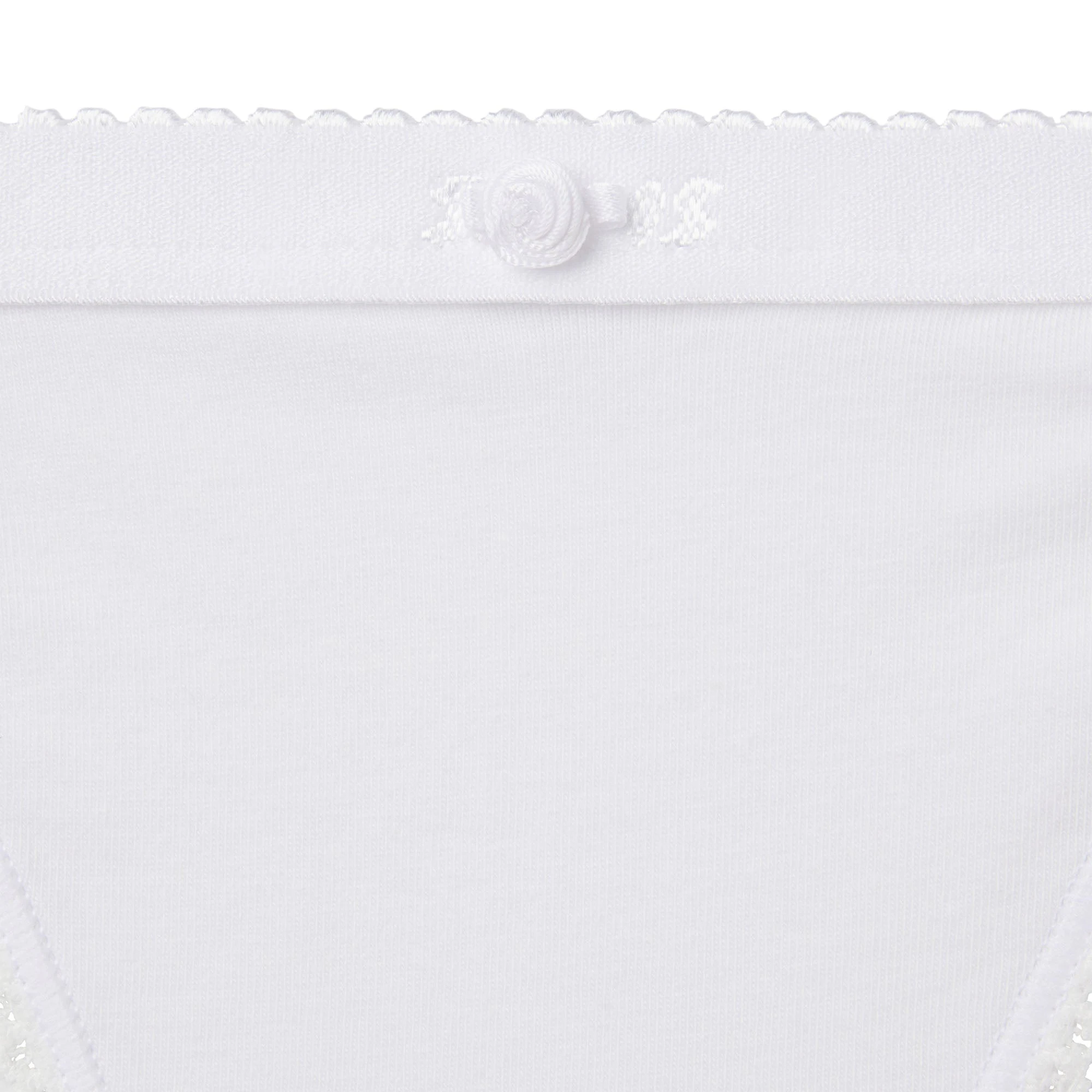 LIGHTWEIGHT COTTON LOGO PICOT STRING BIKINI | SNOW ADDITIONAL FABRIC DETAILS