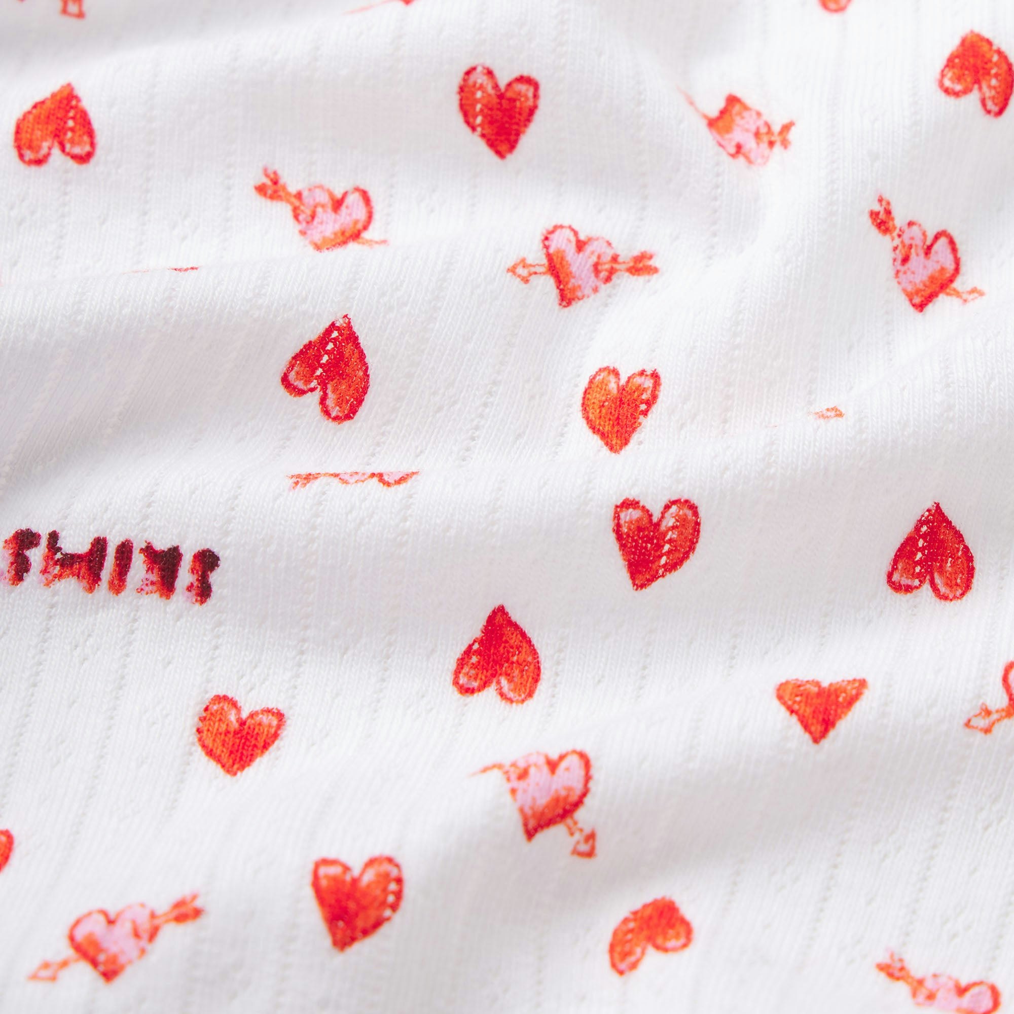 LIGHTWEIGHT COTTON POINTELLE SCOOP BRALETTE | SNOW ARROWED HEARTS ADDITIONAL FABRIC DETAILS