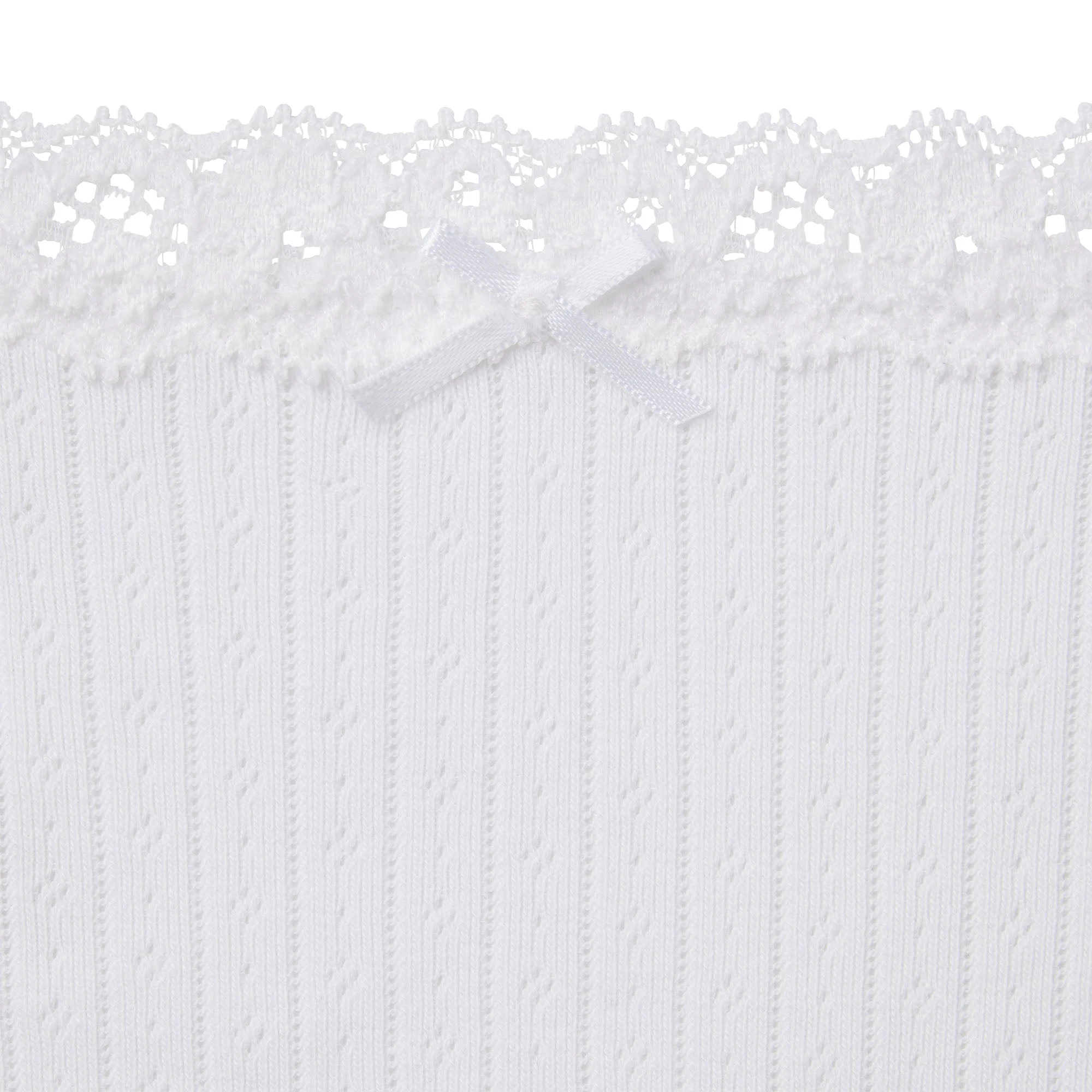 LIGHTWEIGHT COTTON POINTELLE LACE STRING THONG | SNOW ADDITIONAL FABRIC DETAILS