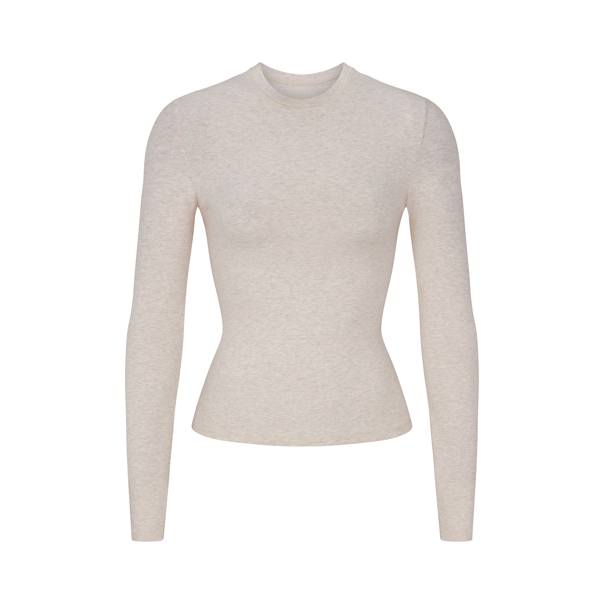 ★BADBLOOD★ Beyond Soft Light Rollneck Long Sleeve Cream w- COTTON JERSEY LONG SLEEVE T-SHIRT | HEATHER OATMEAL