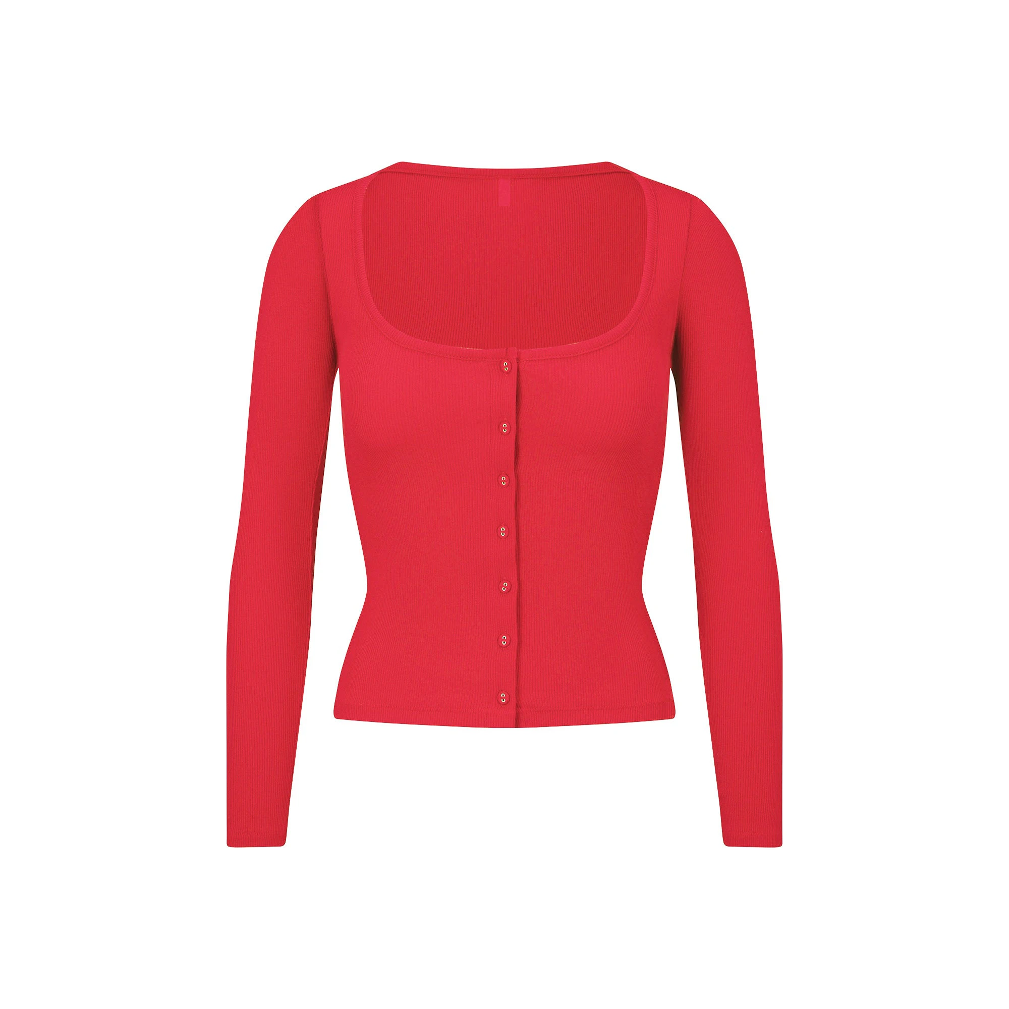 COTTON RIB LONG SLEEVE BUTTON UP CRANBERRY FLAT ON A WHITE BACKGROUND | FLT | FLT