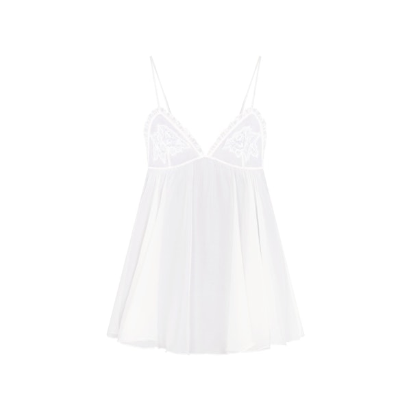 SKIMS ROMANCE BABYDOLL DRESS | IVORY LAYS FLAT ON A WHITE BACKGROUND | FLT 