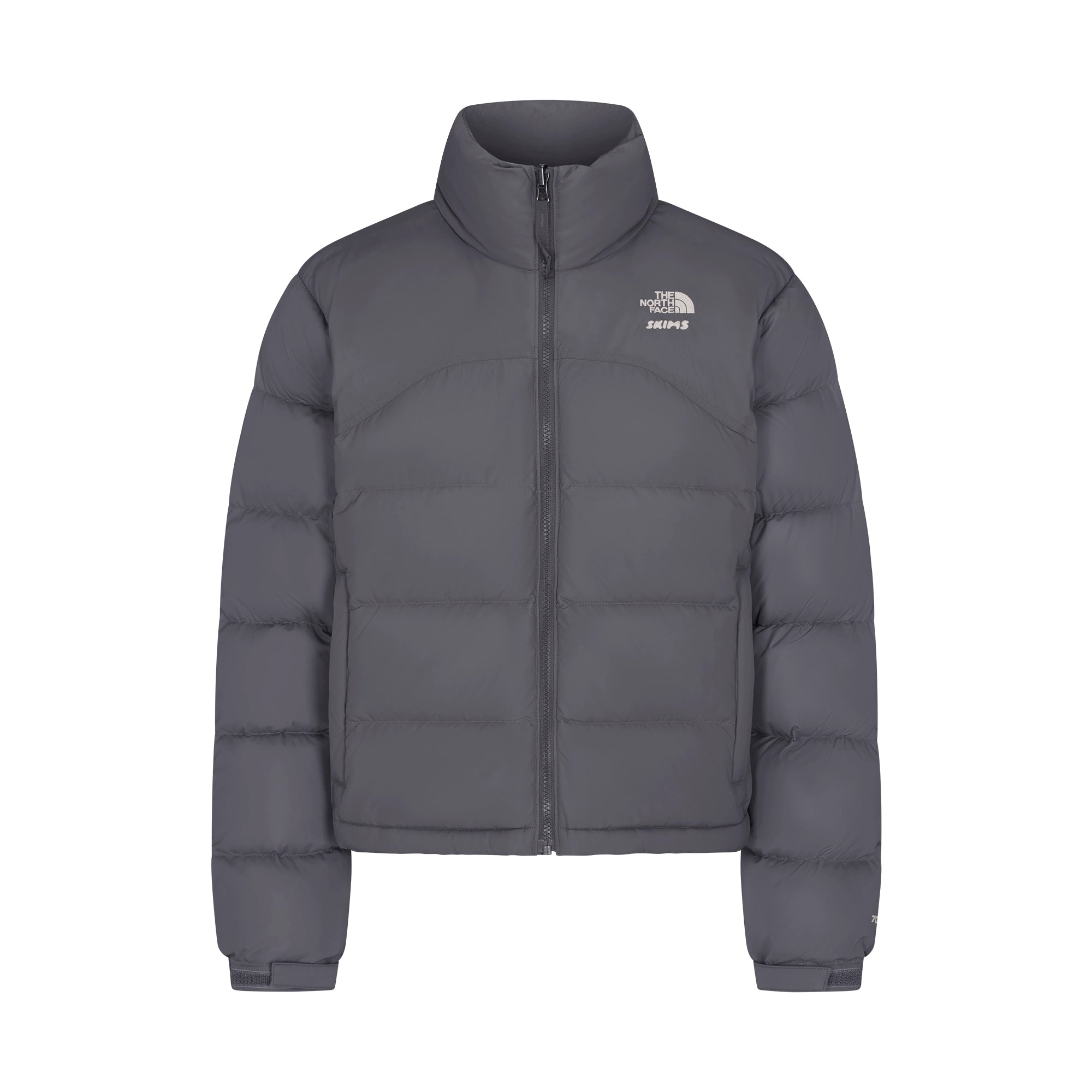 THE NORTH FACE X SKIMS 2000 RETRO NUPTSE JACKET | GUNMETAL FLAT ON A WHITE BACKGROUND | FLT