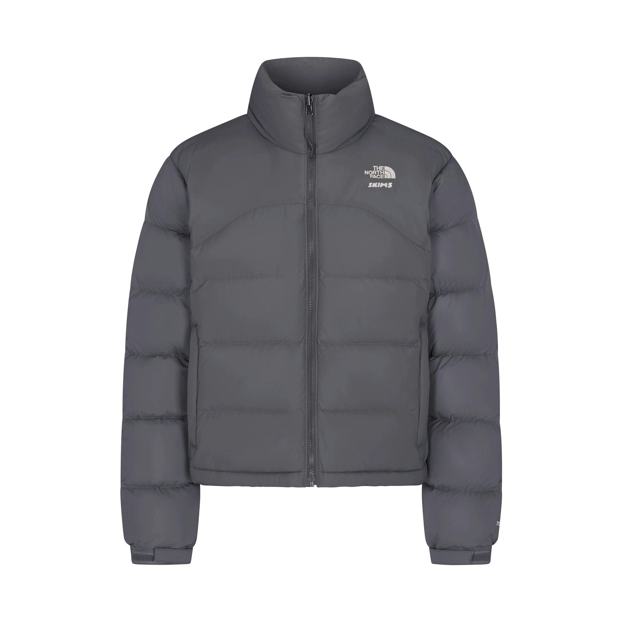 THE NORTH FACE X SKIMS 2000 RETRO NUPTSE JACKET | GUNMETAL FLAT ON A WHITE BACKGROUND | FLT