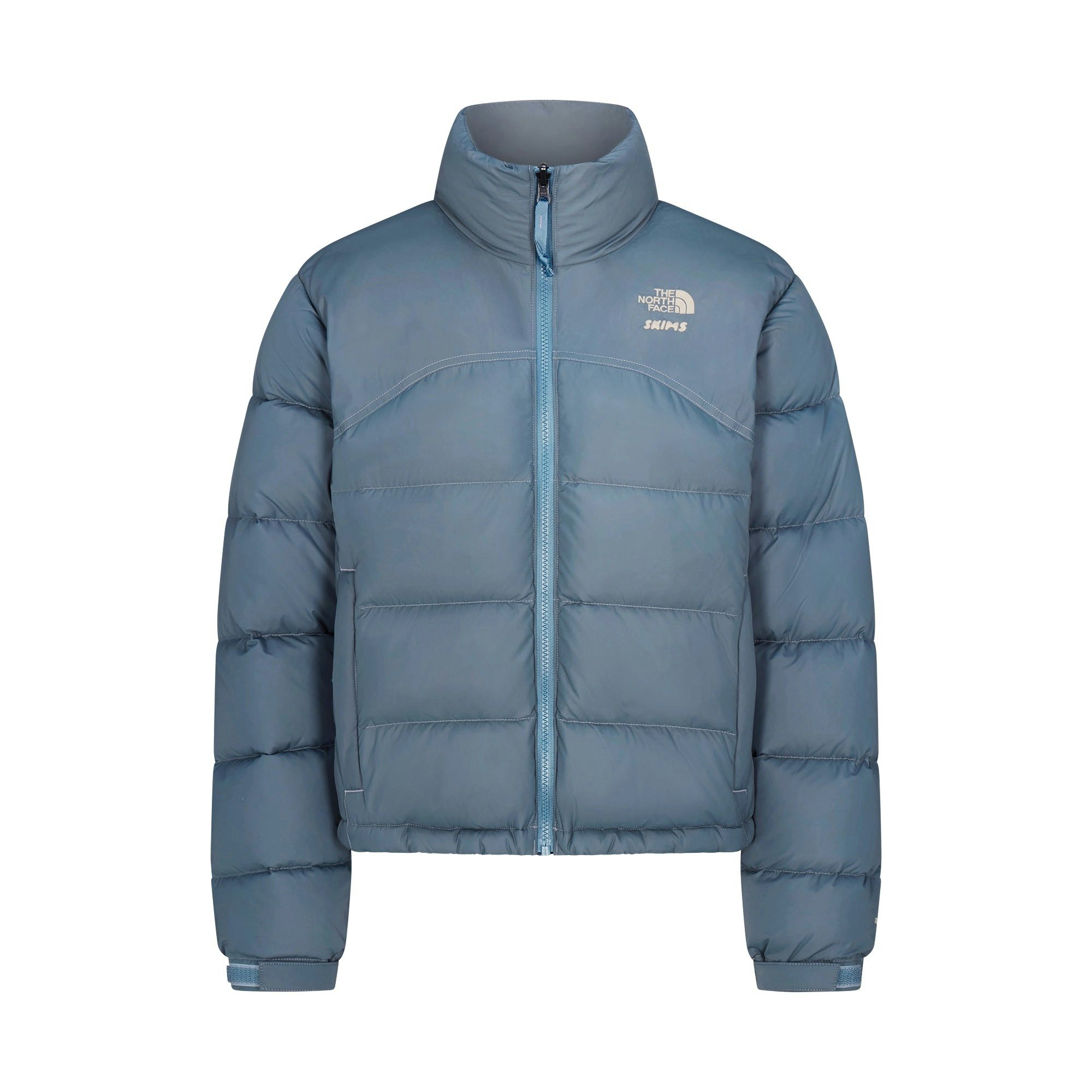 THE NORTH FACE X SKIMS 2000 RETRO NUPTSE JACKET | KYANITE FLAT ON A WHITE BACKGROUND | FLT