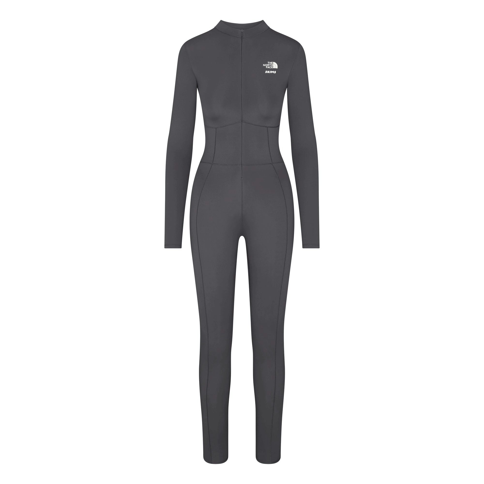 THE NORTH FACE X SKIMS REFINA BODYSUIT | GUNMETAL FLAT ON A WHITE BACKGROUND | FLT