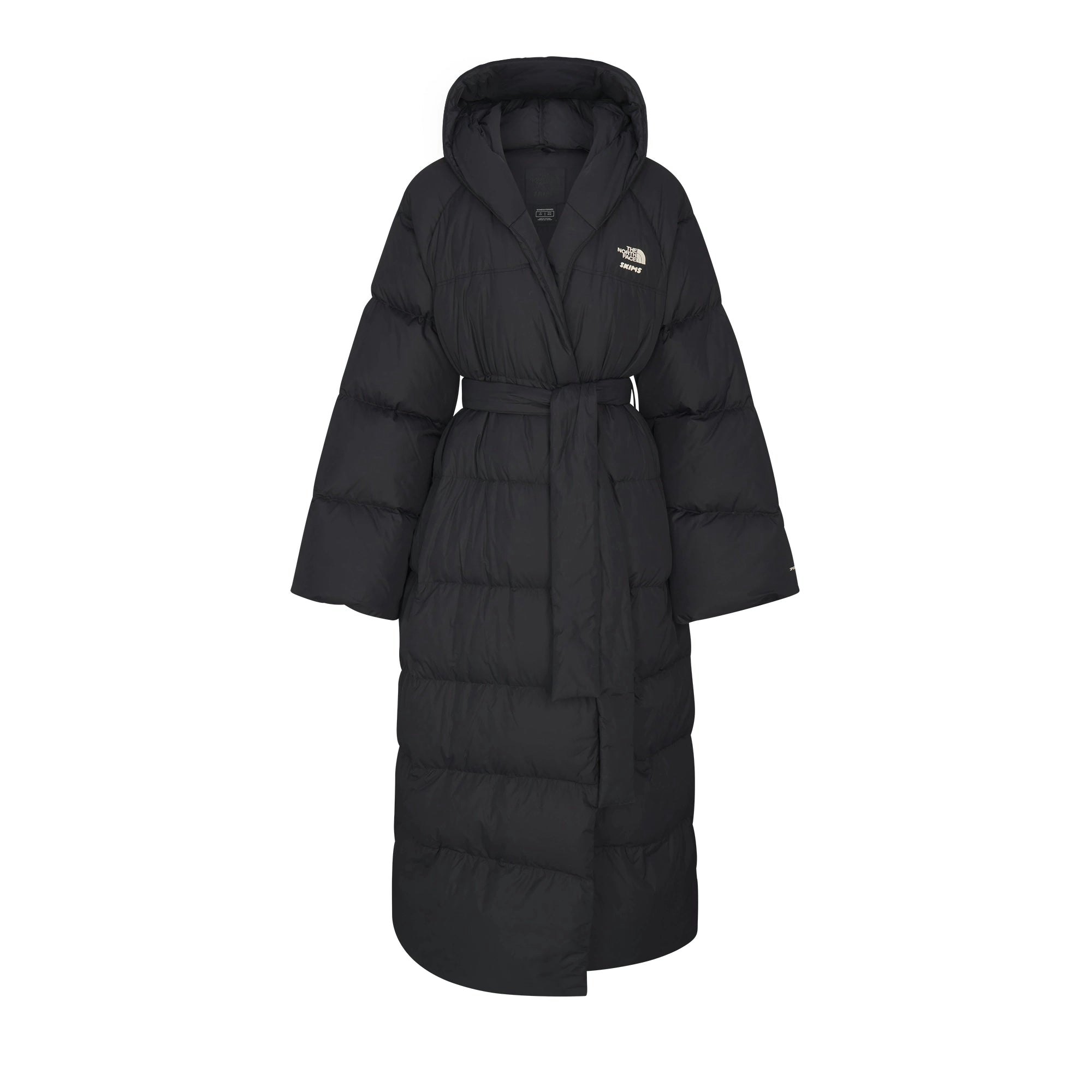 THE NORTH FACE X SKIMS NUPTSE WRAP PARKA | ONYX FLAT ON A WHITE BACKGROUND | FLT