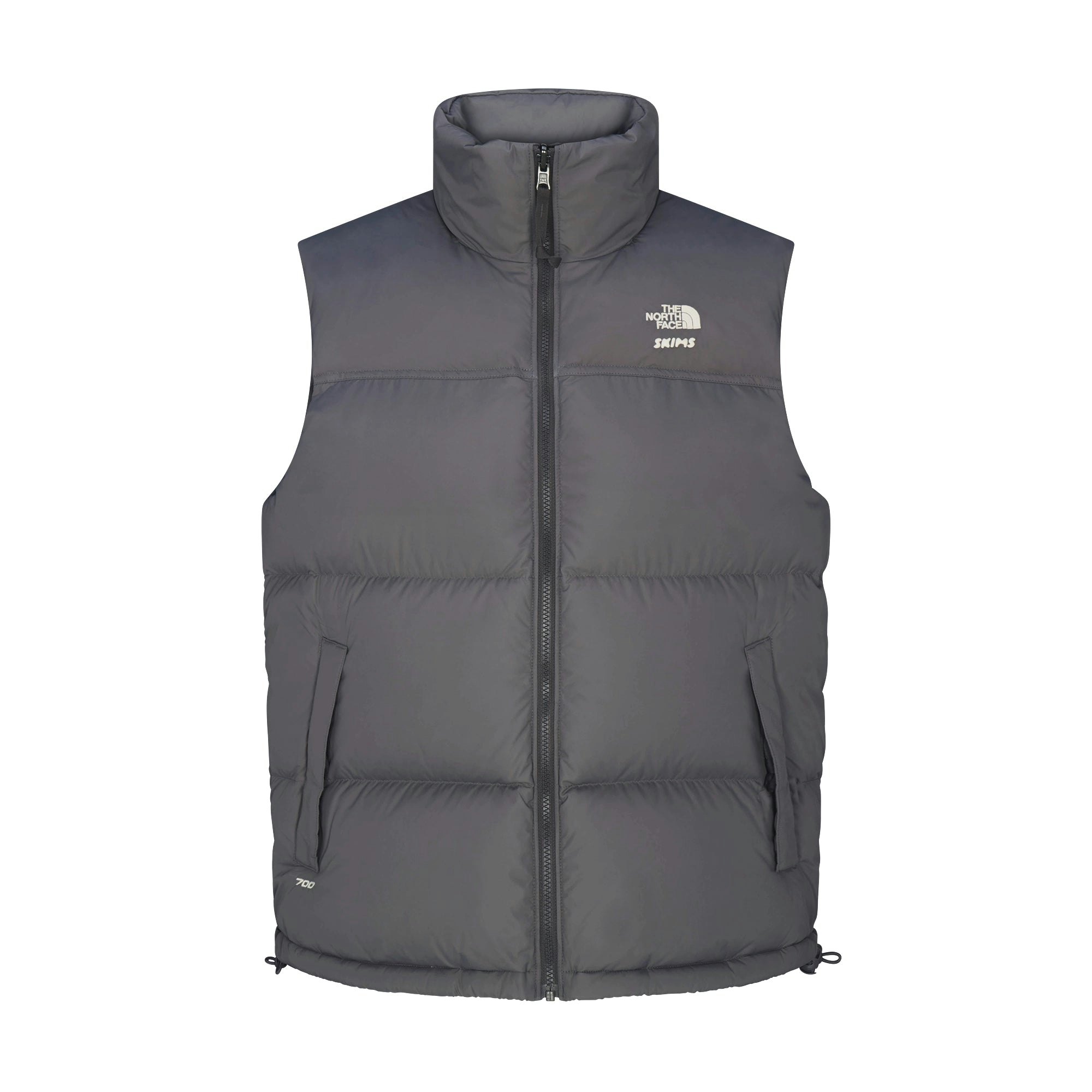 THE NORTH FACE X SKIMS 1996 NUPTSE VEST | GUNMETAL FLAT ON A WHITE BACKGROUND | FLT