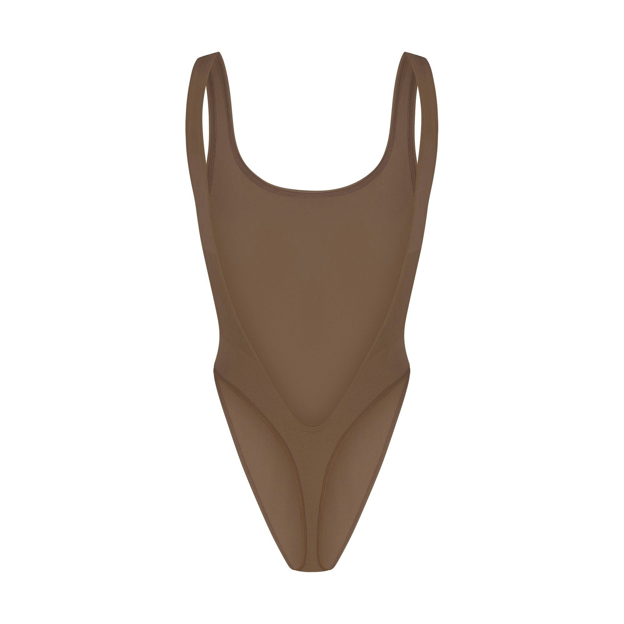 CONTOUR LOUNGE HIGH CUT BODYSUIT LAYS FLAT ON A WHITE BACKGROUND | FLT