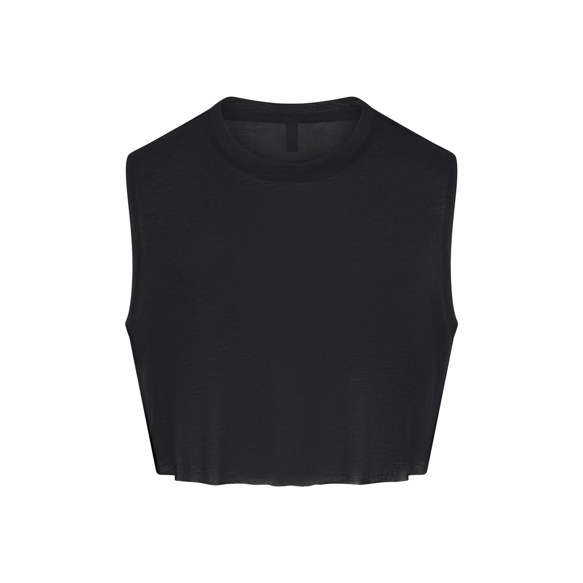 KIM'S SLEEP SUPER CROPPED TANK | ONYX (CROP TOPS) FLAT ON A WHITE BACKGROUND | FLT