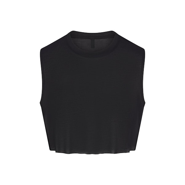 KIM'S SLEEP SUPER CROPPED TANK | ONYX (CROP TOPS) FLAT ON A WHITE BACKGROUND | FLT