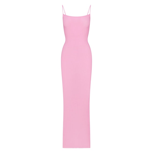 SOFT LOUNGE LONG SLIP DRESS | BUBBLE GUM FLAT ON A WHITE BACKGROUND | FLT