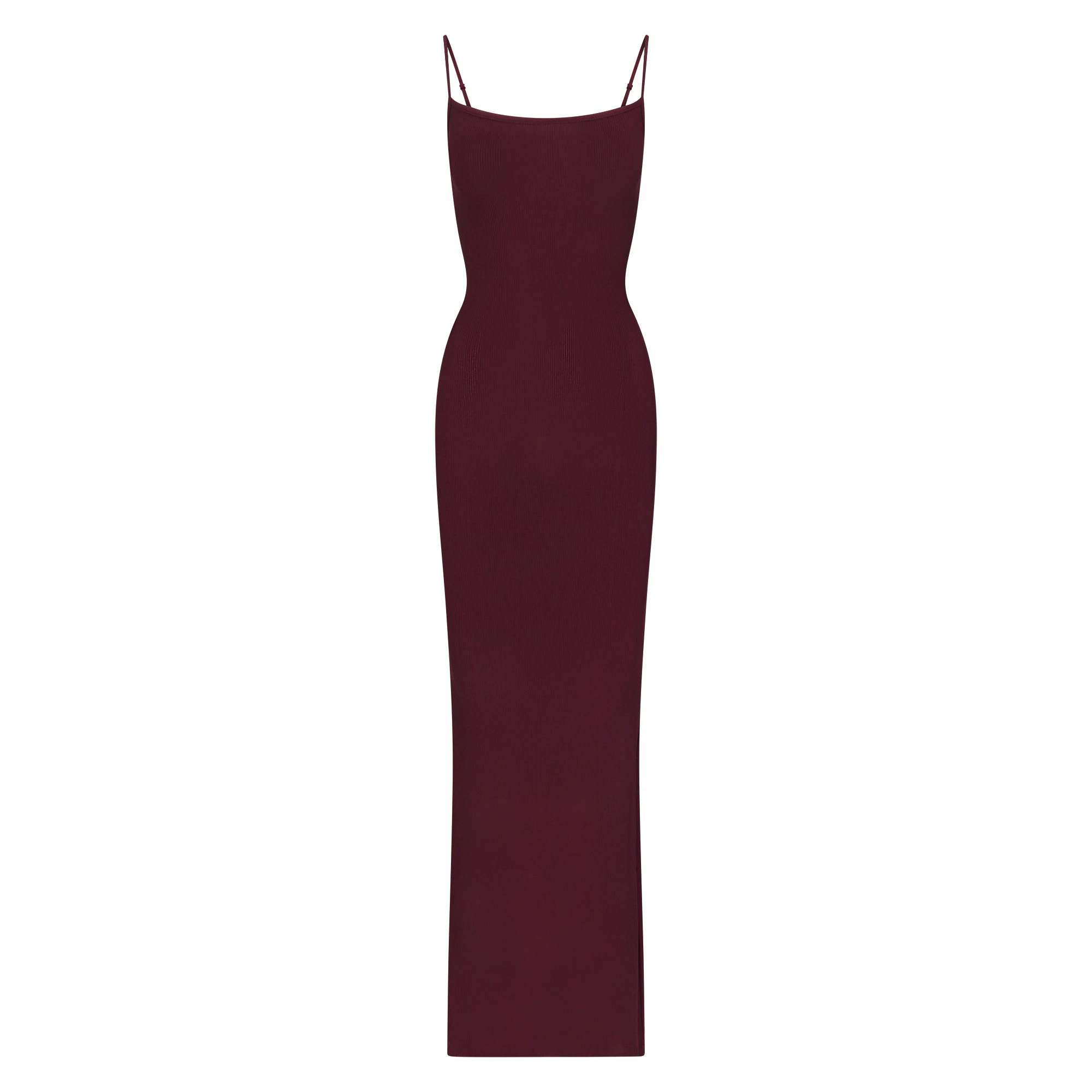 SOFT LOUNGE LONG SLIP DRESS BORDEAUX FLAT ON A WHITE BACKGROUND | FLT | FLT