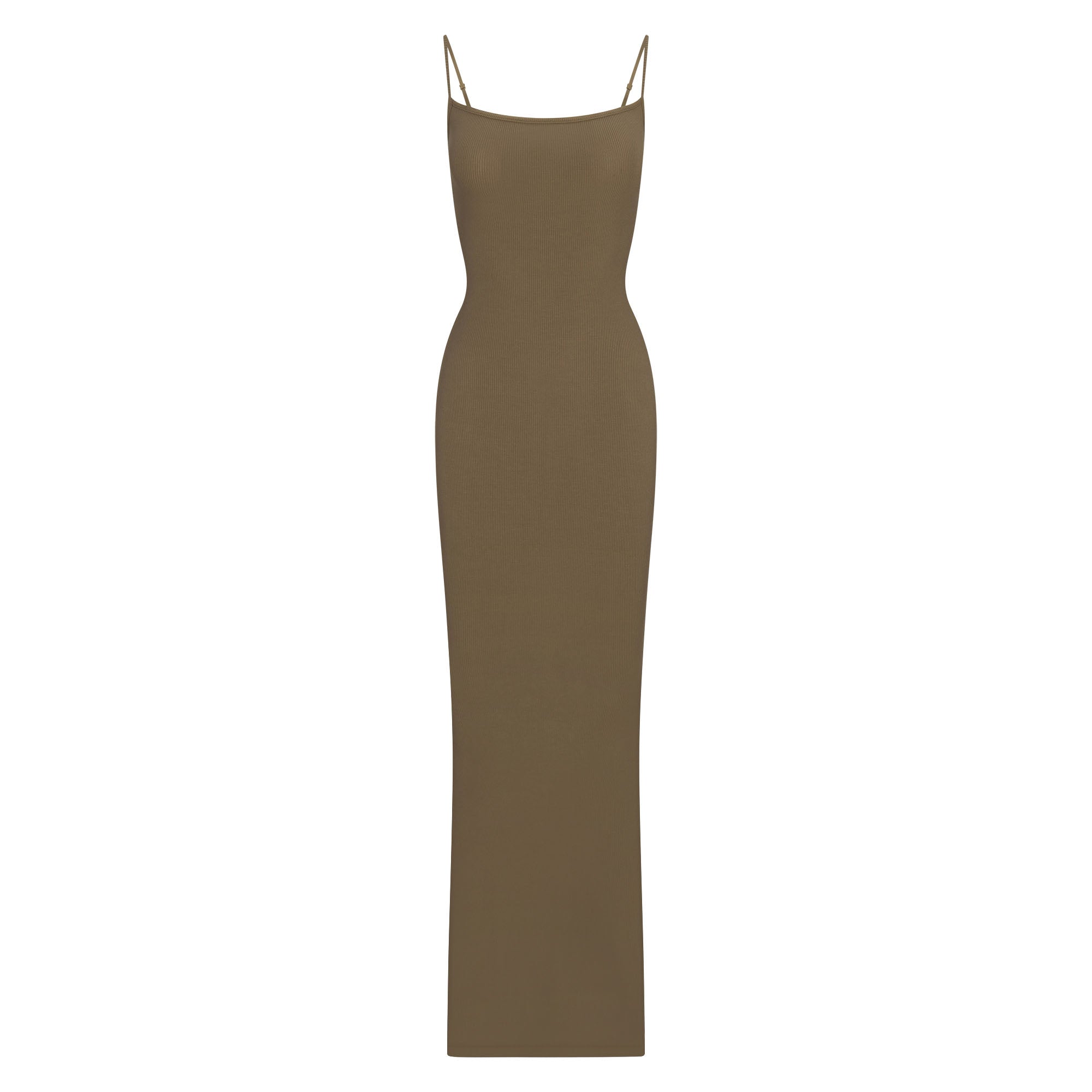 SOFT LOUNGE LONG SLIP DRESS | OAK FLAT ON A WHITE BACKGROUND | FLT