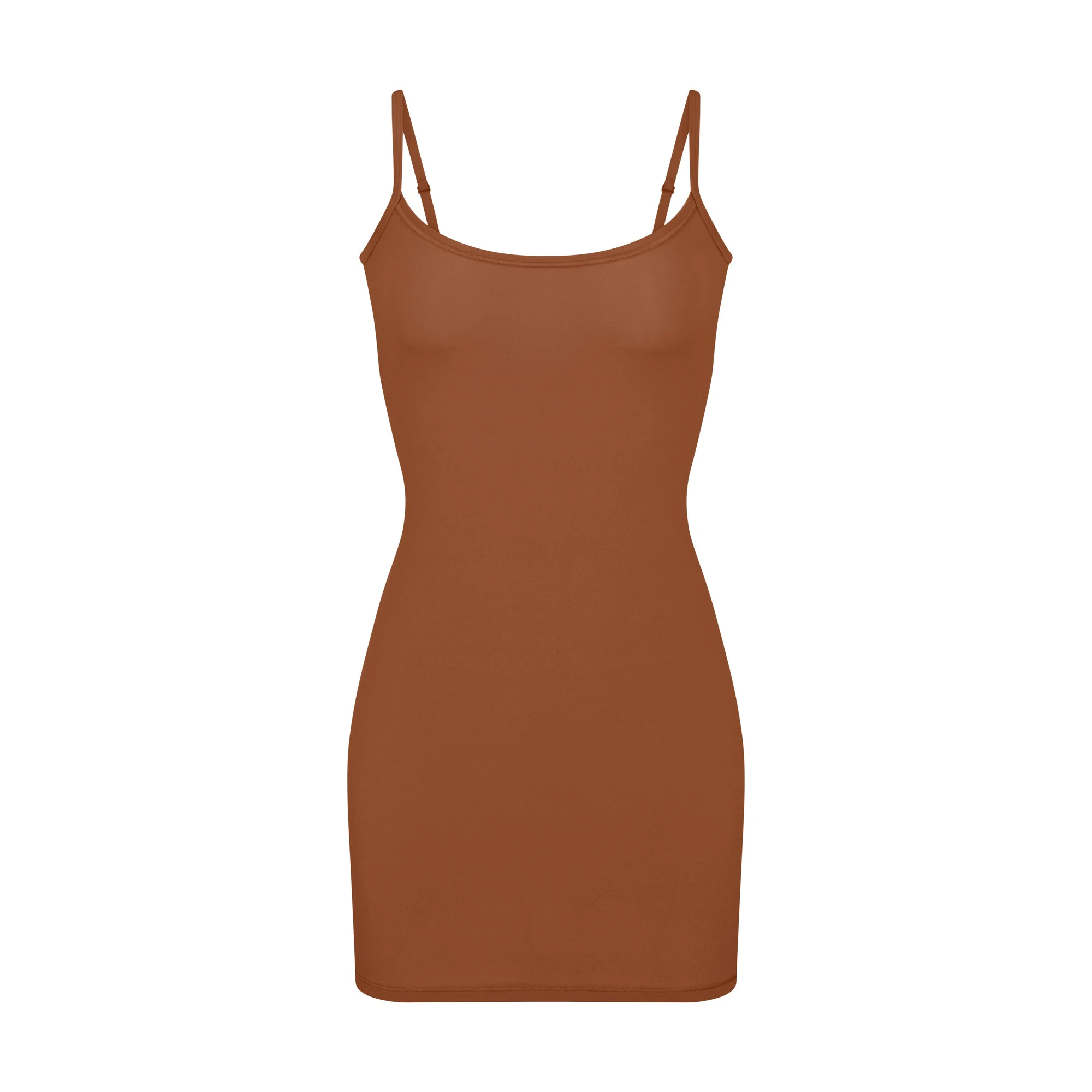 FITS EVERYBODY SLIP DRESS | BRONZE LAYS FLAT ON A WHITE BACKGROUND