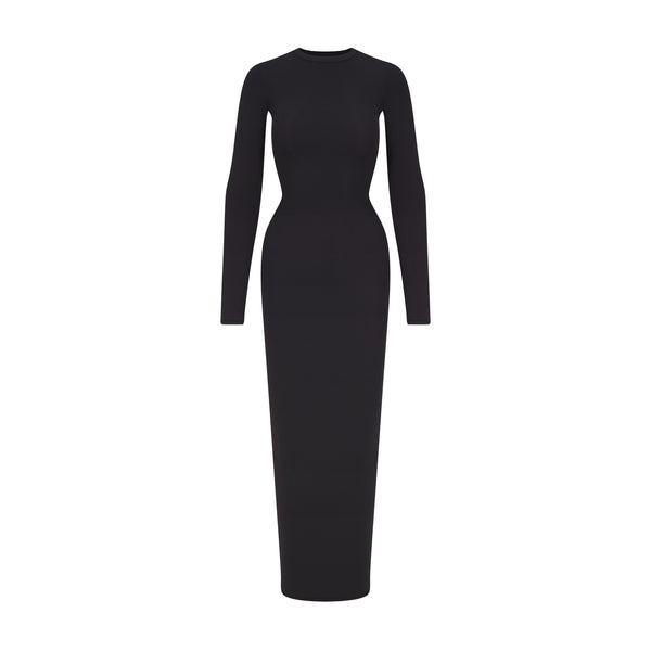 SKIMS Black Soft Lounge Long Sleeve Maxi Dress