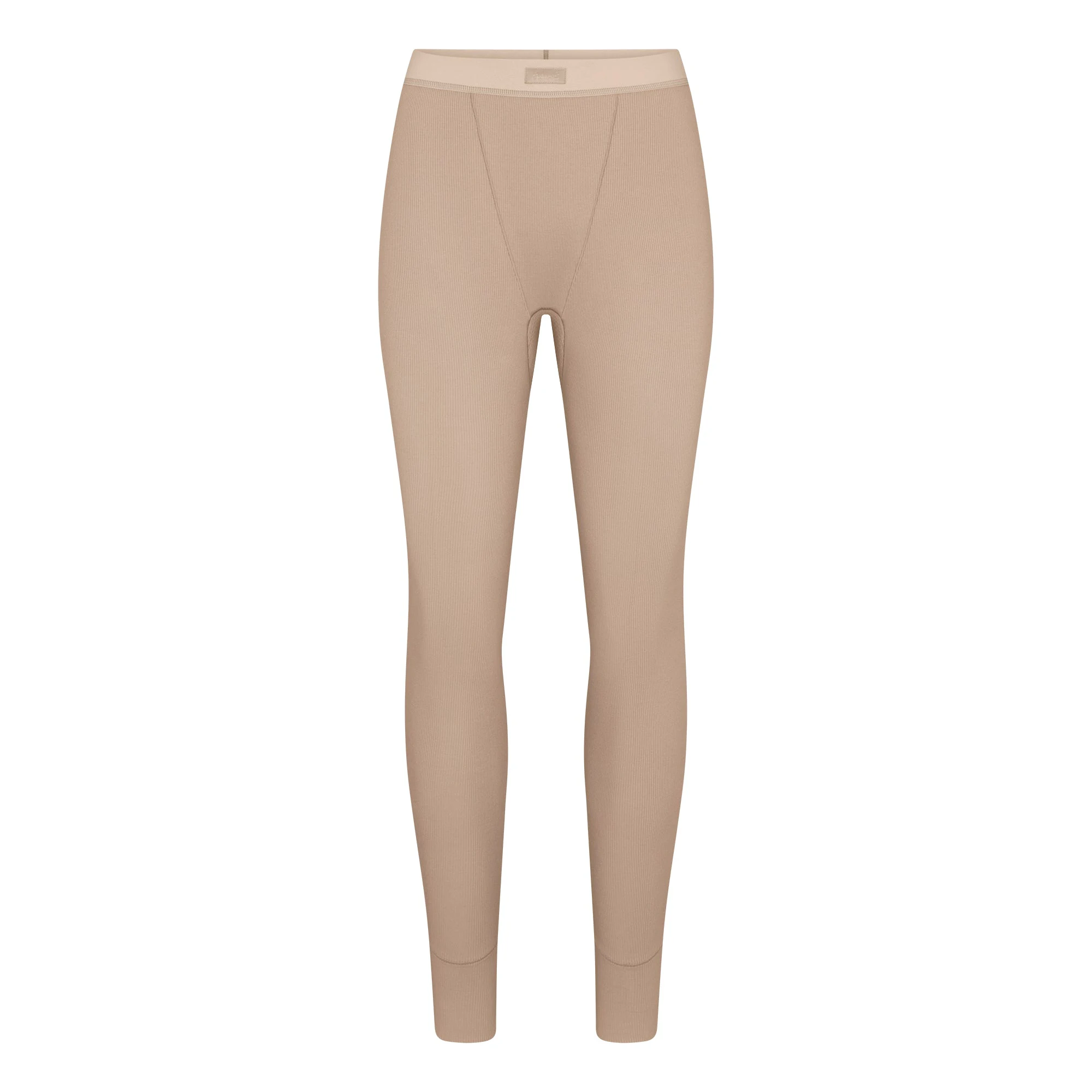 COTTON RIB LEGGING | LATTE (LEGGINGS) FLAT ON A WHITE BACKGROUND | FLT