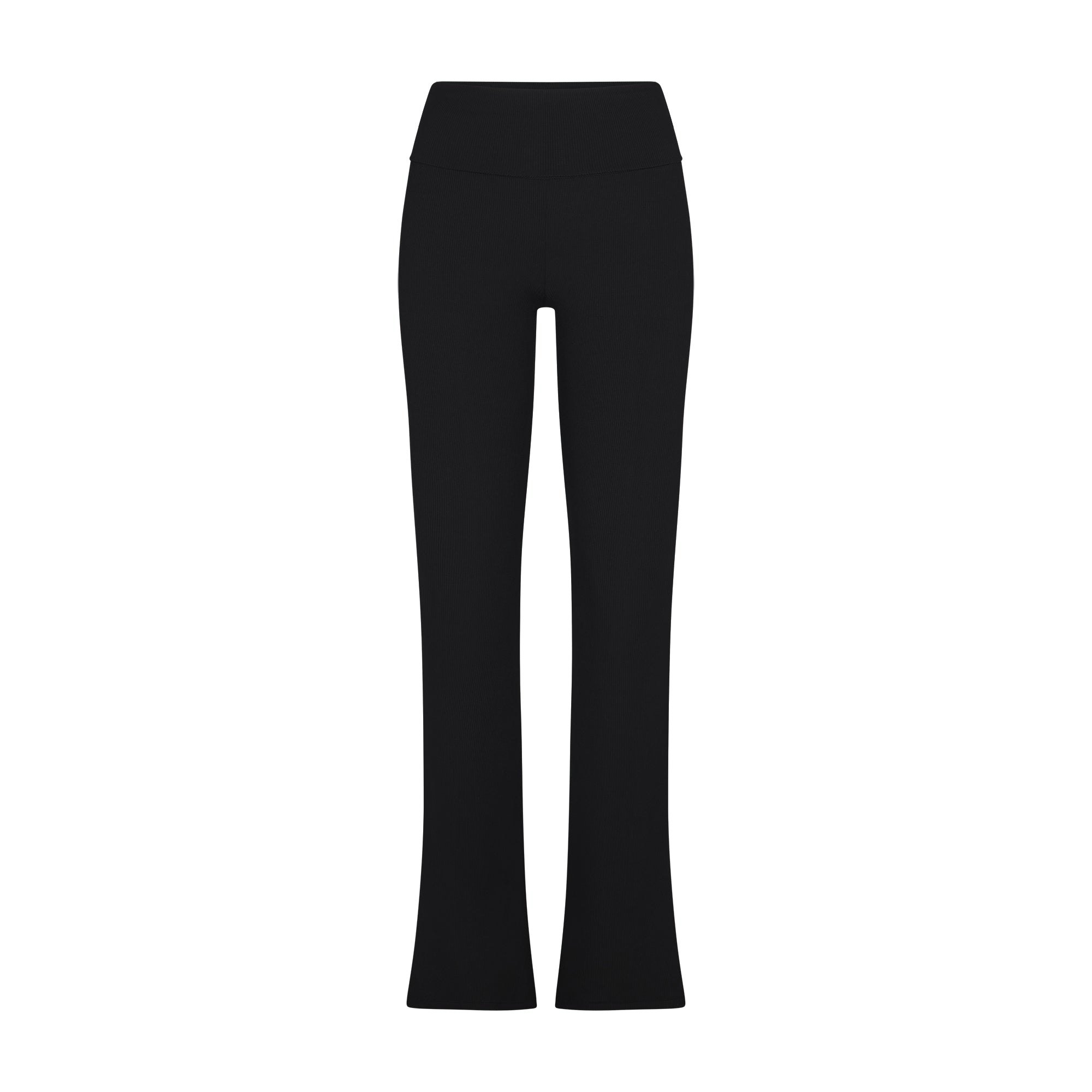 SOFT LOUNGE FOLDOVER PANT | ONYX (PANTS, BOTTOMS) LAYS FLAT ON A WHITE BACKGROUND | FLT