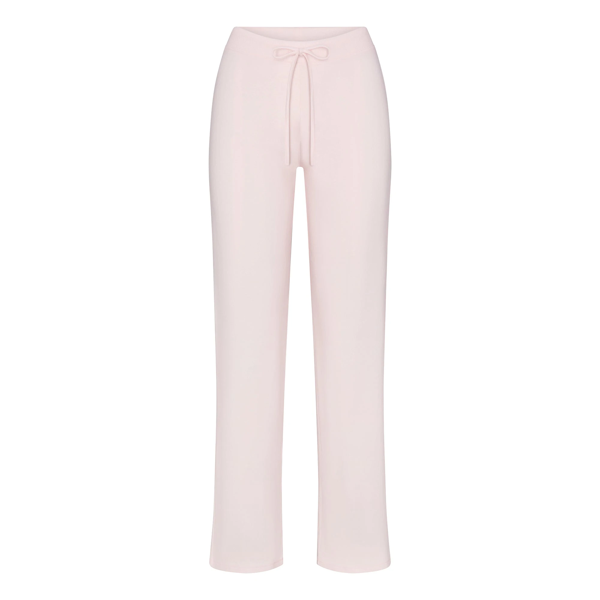 COTTON JERSEY STRAIGHT LEG PANT | BARELY PINK (PANTS) FLAT ON A WHITE BACKGROUND | FLT