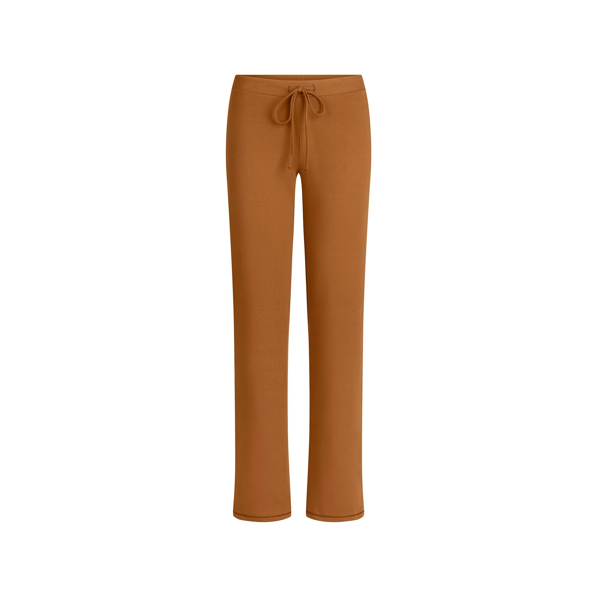 COTTON JERSEY STRAIGHT LEG PANT | CHAI FLAT ON A WHITE BACKGROUND | FLT