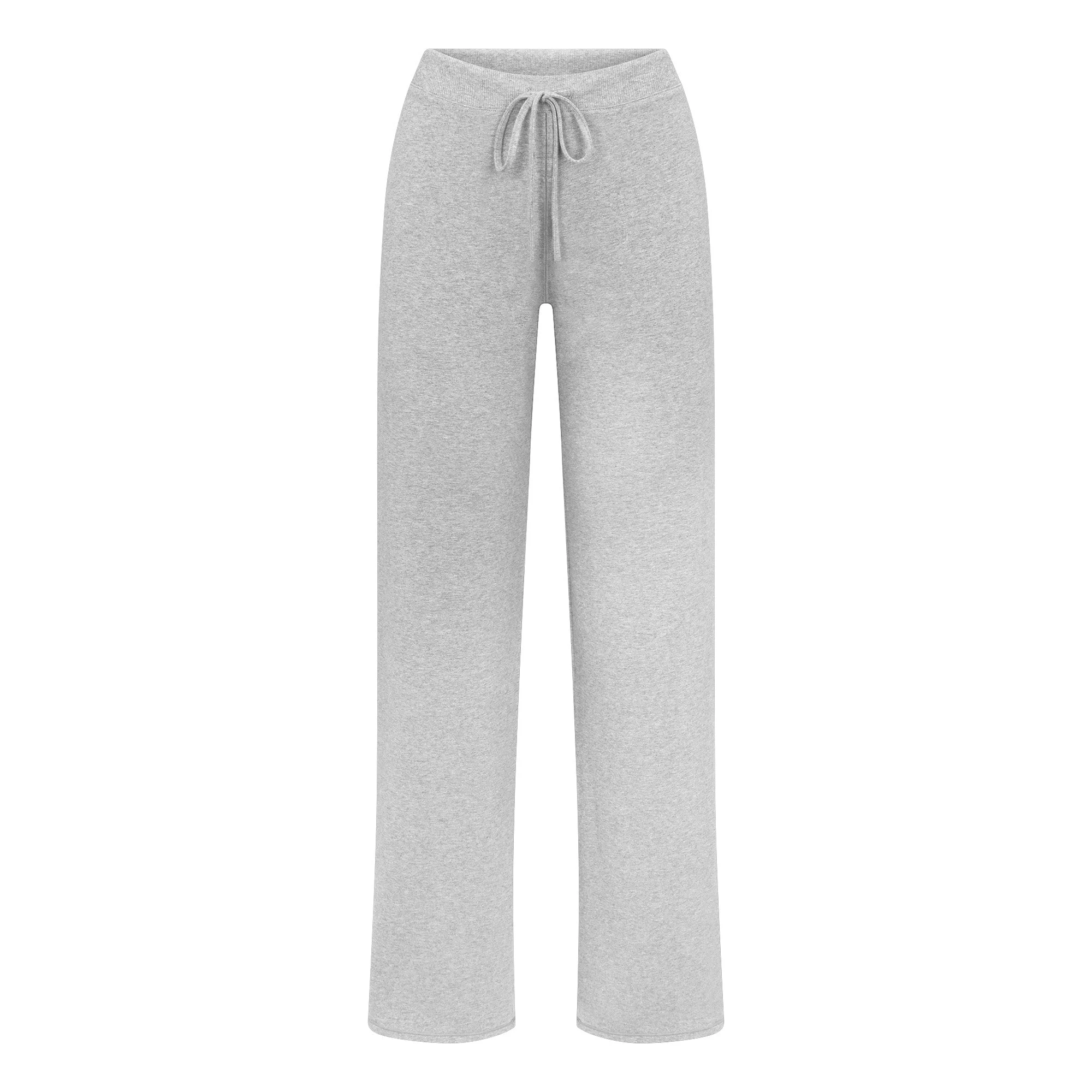 COTTON JERSEY STRAIGHT LEG PANT | LIGHT HEATHER GREY FLAT ON A WHITE BACKGROUND | FLT
