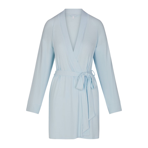 SOFT LOUNGE ROBE | BABY BLUE LAYS FLAT ON A WHITE BACKGROUND | FLT 