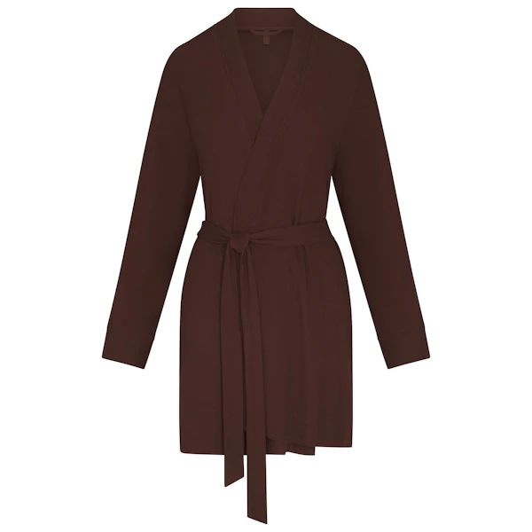 SOFT LOUNGE ROBE | COCOA FLAT ON A WHITE BACKGROUND | FLT