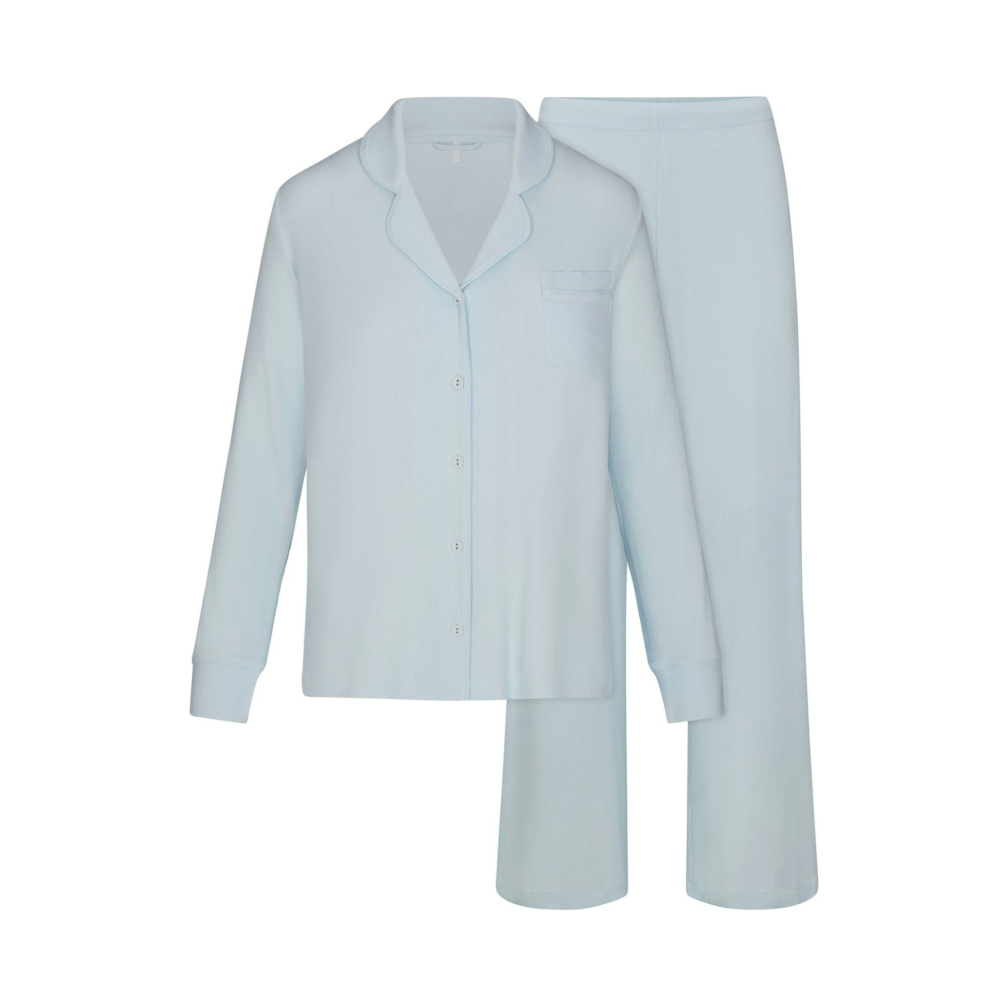 SOFT LOUNGE SLEEP SET | BABY BLUE LAYS FLAT ON A WHITE BACKGROUND | FLT 