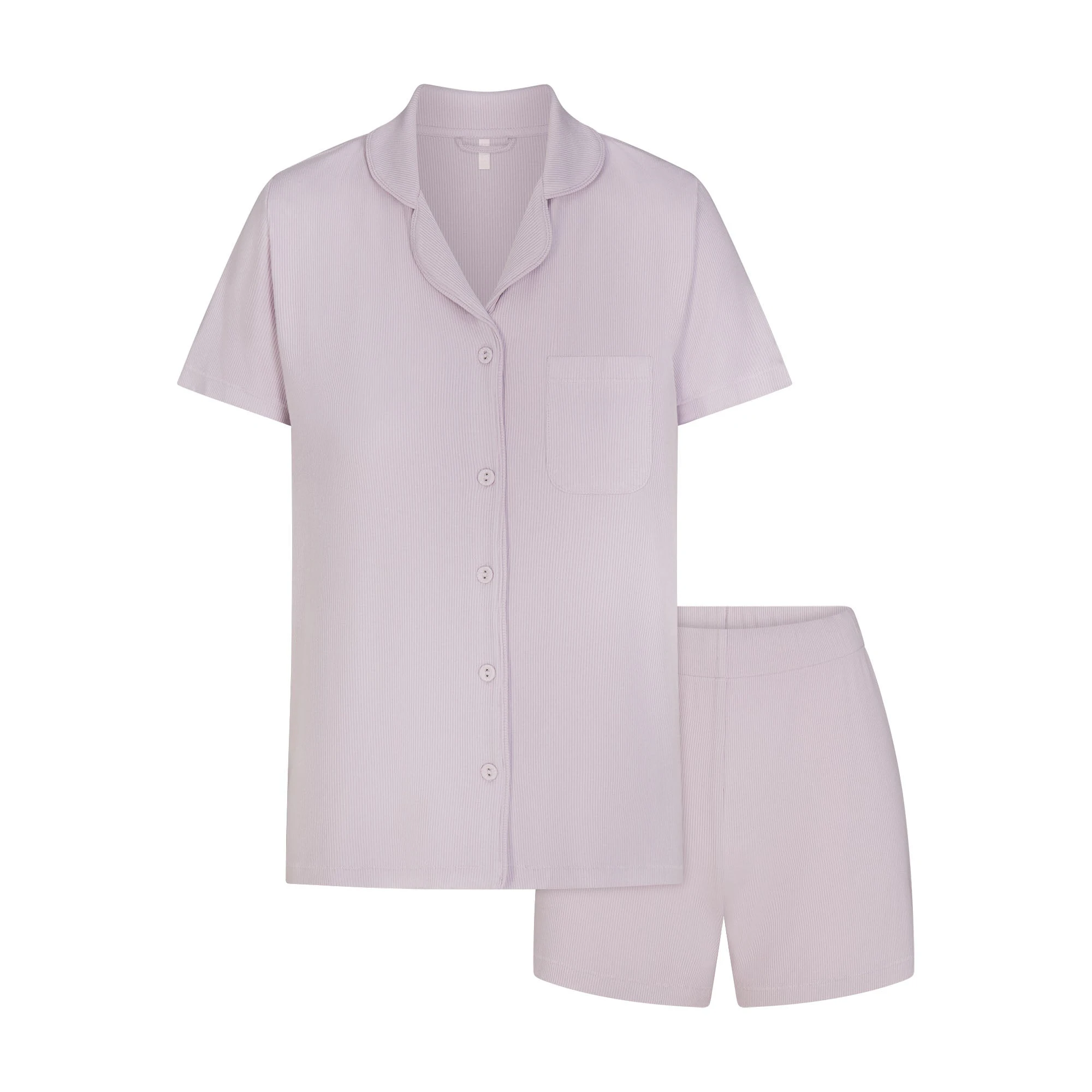 SOFT LOUNGE SHORT SLEEP SET | IRIS MICA FLAT ON A WHITE BACKGROUND | FLT
