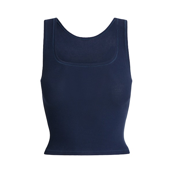 COTTON RIB TANK | NAVY FLAT ON A WHITE BACKGROUND | FLT