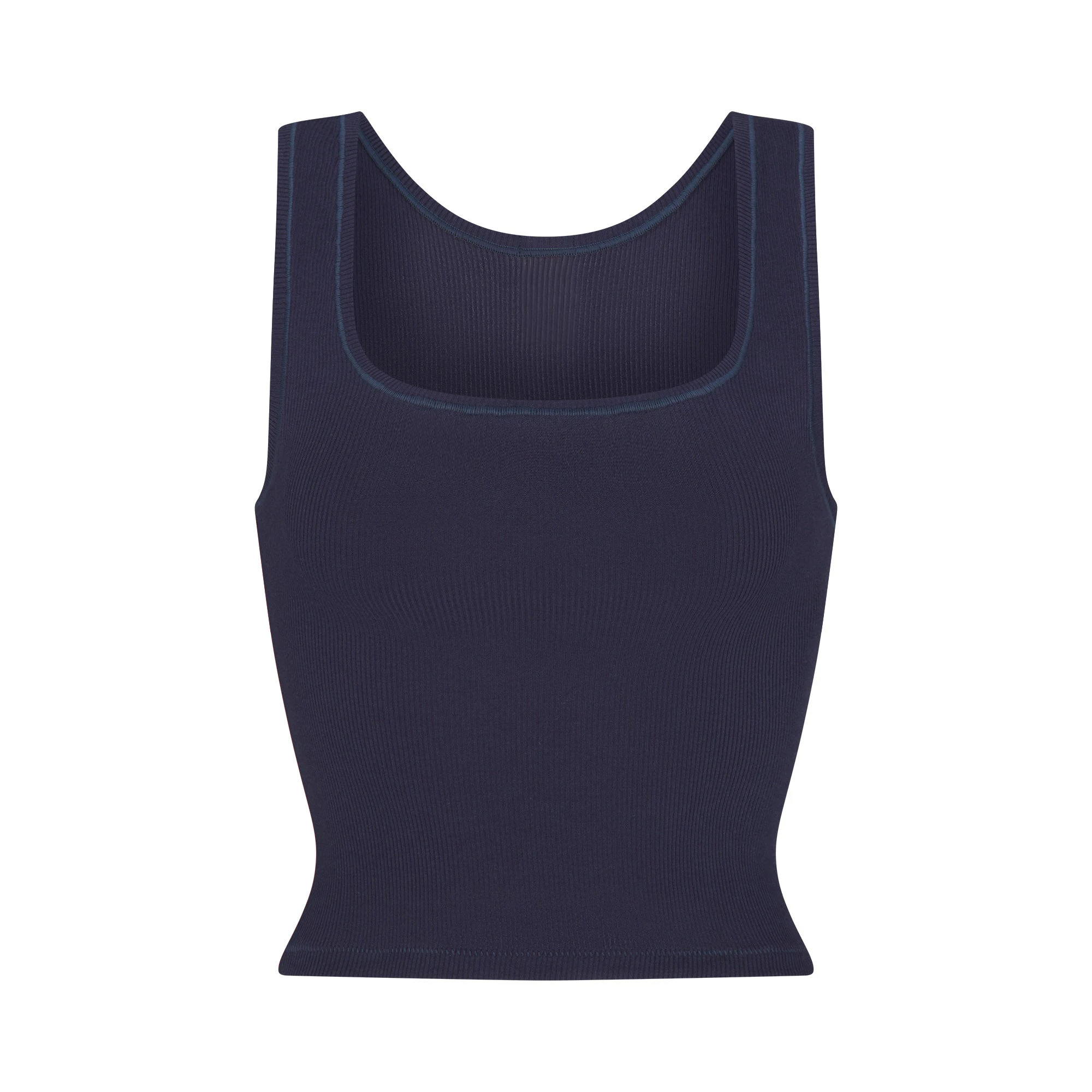 COTTON RIB TANK | NAVY FLAT ON A WHITE BACKGROUND | FLT