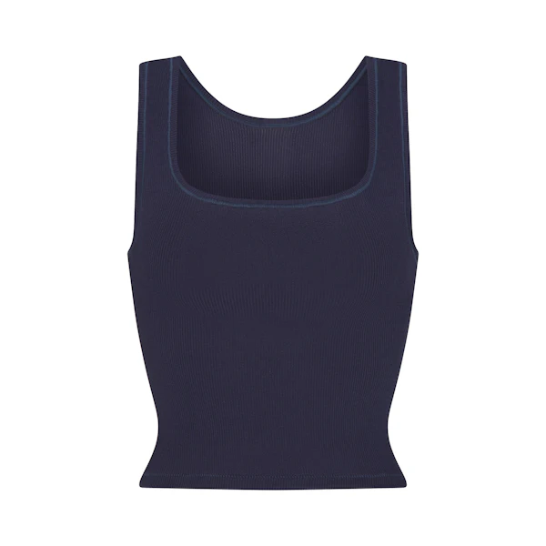COTTON RIB TANK | NAVY FLAT ON A WHITE BACKGROUND | FLT