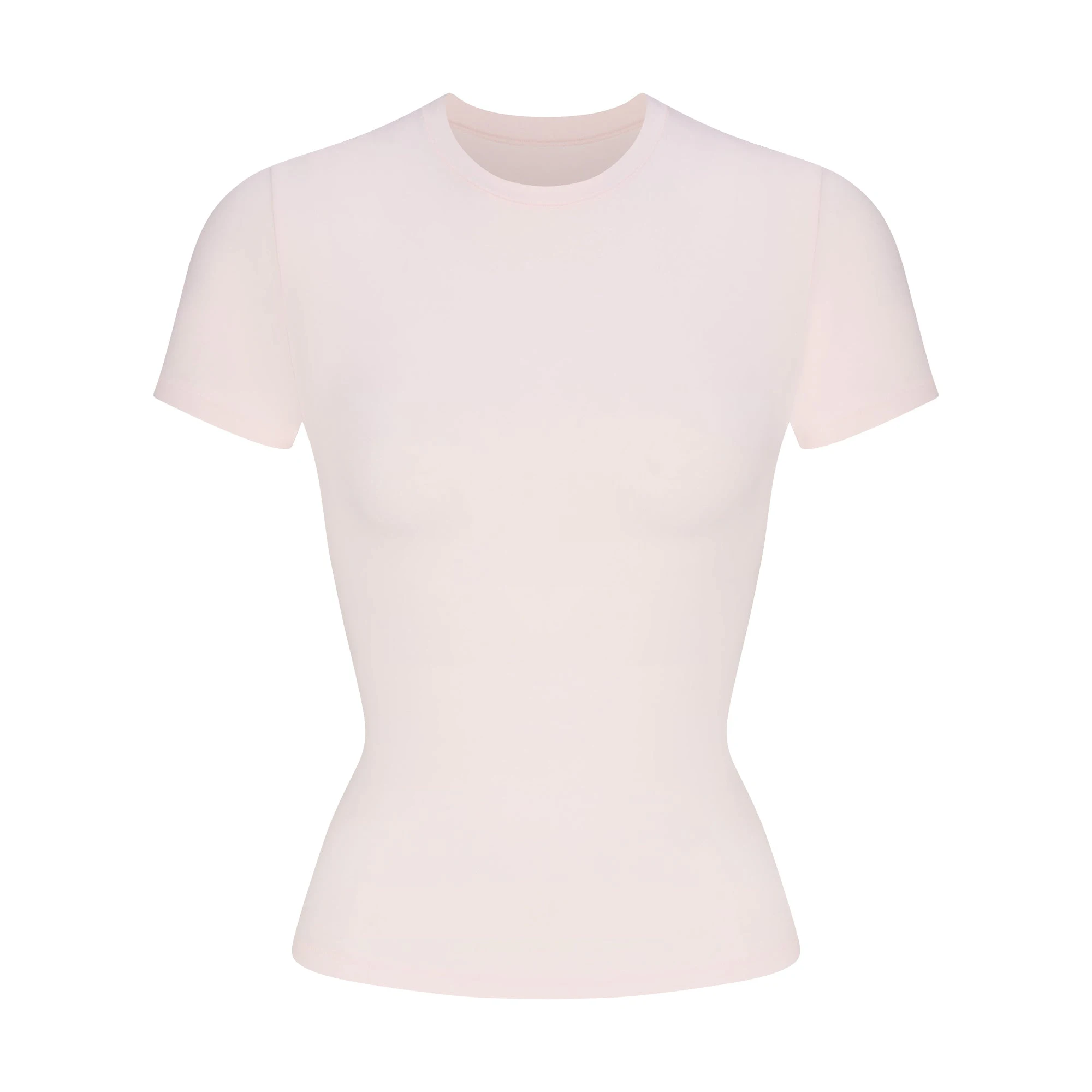 COTTON JERSEY T-SHIRT | BARELY PINK (T-SHIRTS) FLAT ON A WHITE BACKGROUND | FLT