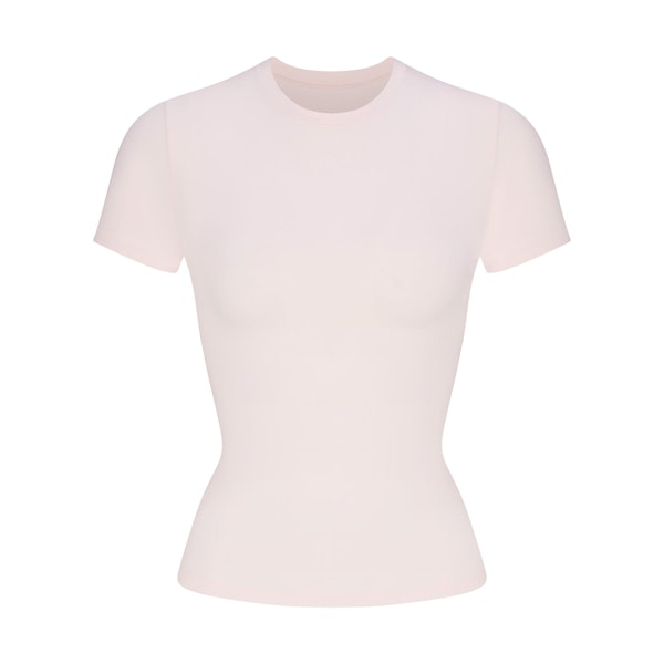 COTTON JERSEY T-SHIRT | BARELY PINK (T-SHIRTS) FLAT ON A WHITE BACKGROUND | FLT