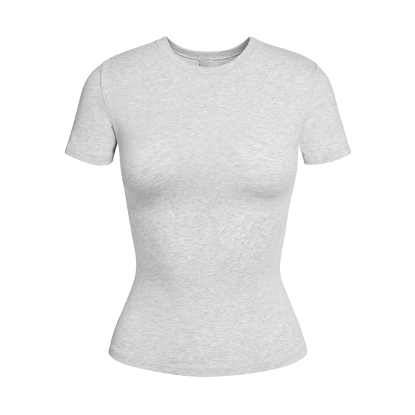 COTTON JERSEY T-SHIRT | LIGHT HEATHER GREY FLAT ON A WHITE BACKGROUND | FLT