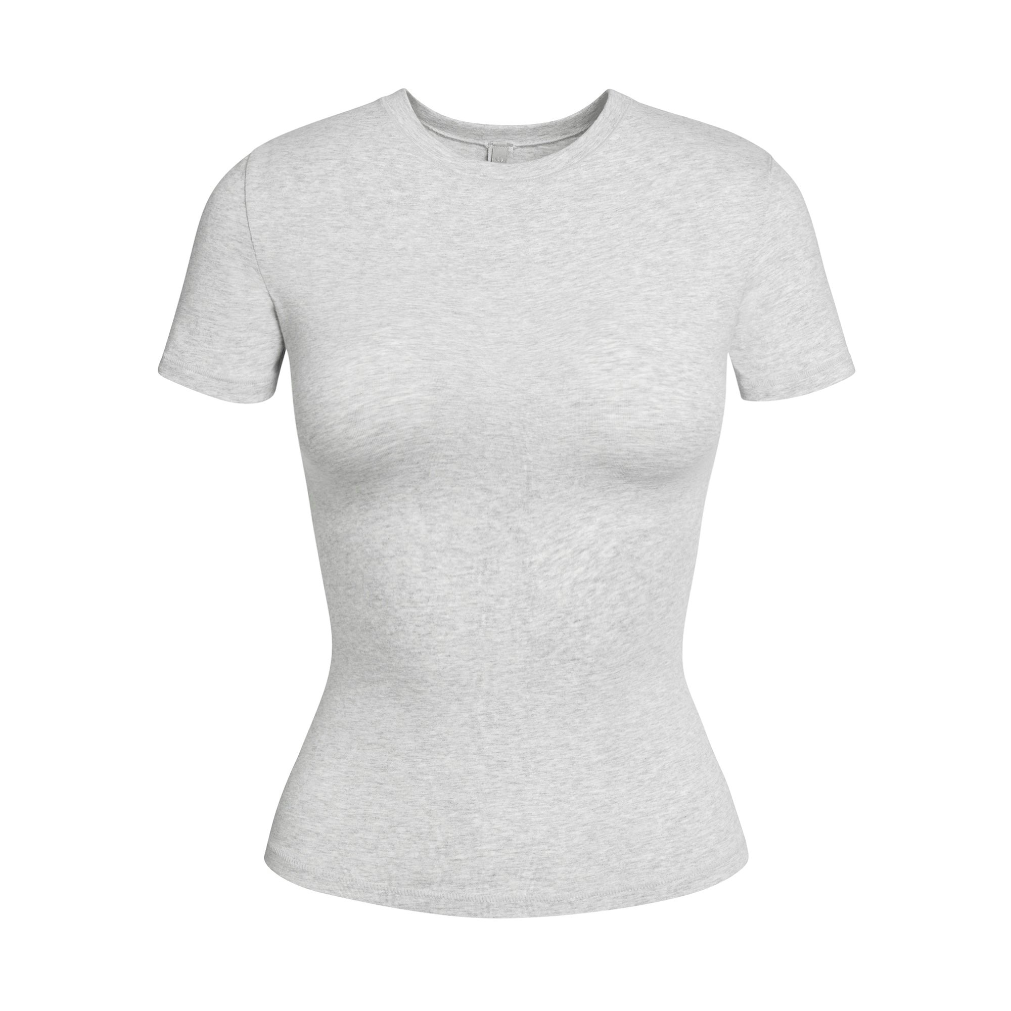 COTTON JERSEY T-SHIRT | LIGHT HEATHER GREY FLAT ON A WHITE BACKGROUND | FLT