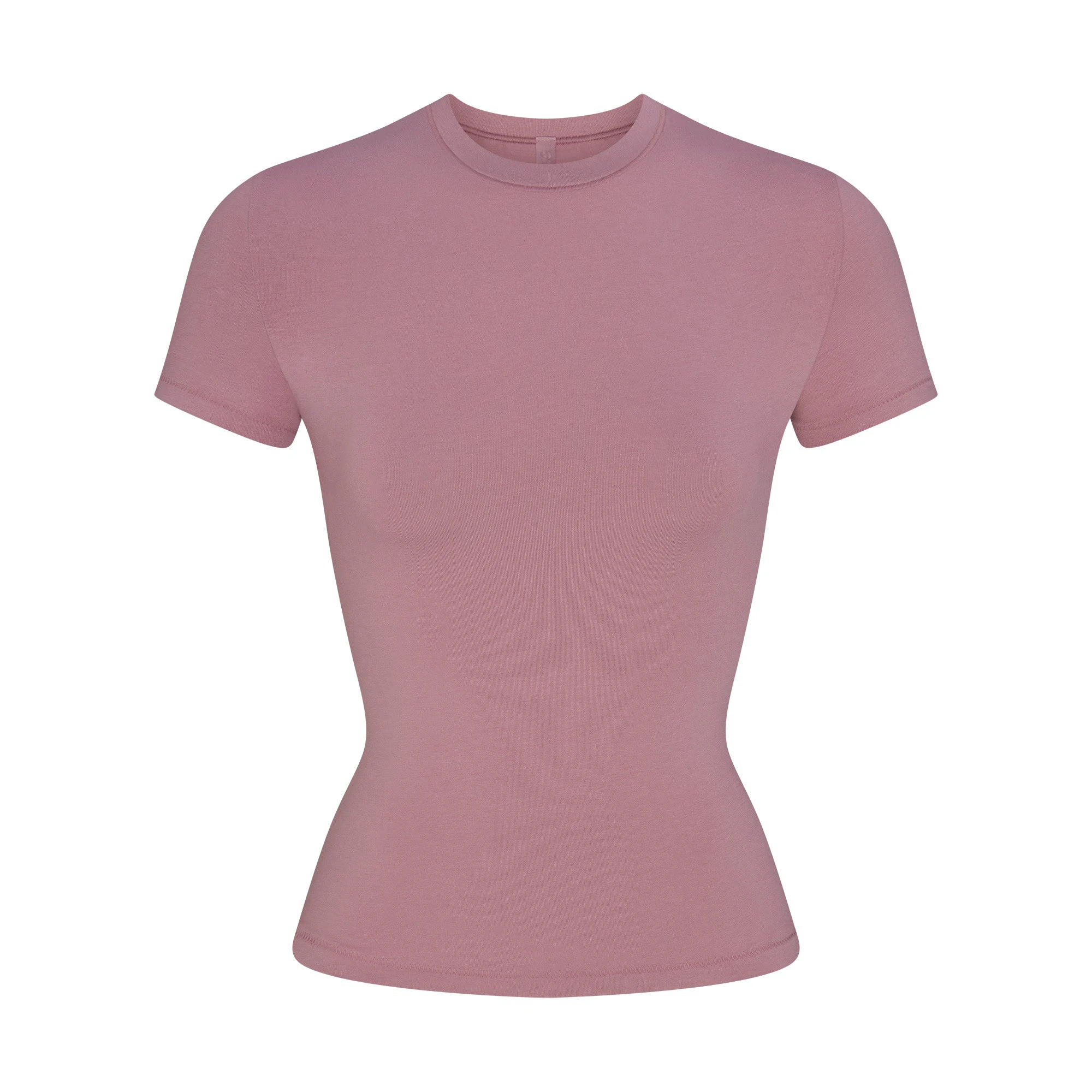 COTTON JERSEY T-SHIRT | MUTED MAUVE FLAT ON A WHITE BACKGROUND | FLT