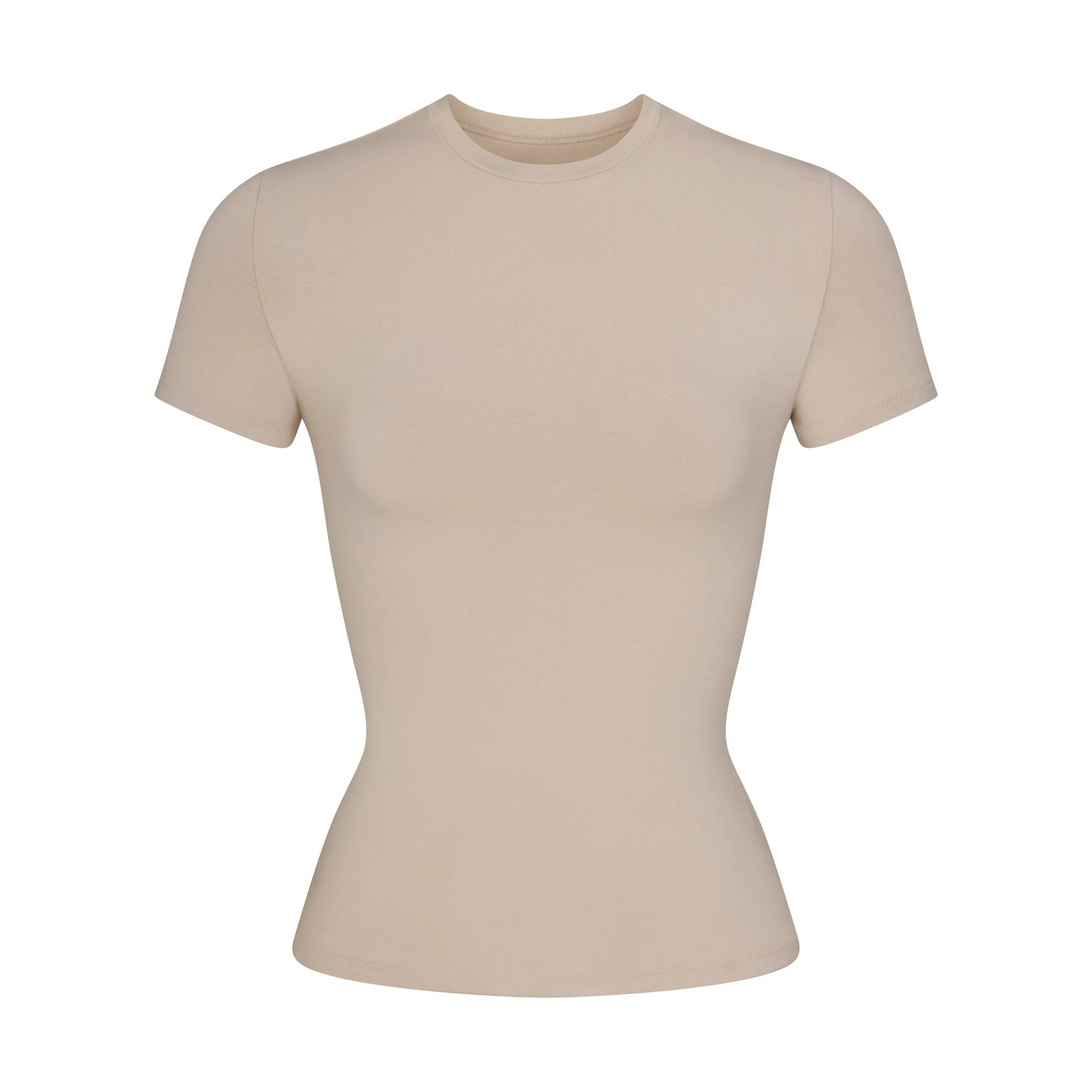 COTTON JERSEY T-SHIRT | STONE FLAT ON A WHITE BACKGROUND | FLT