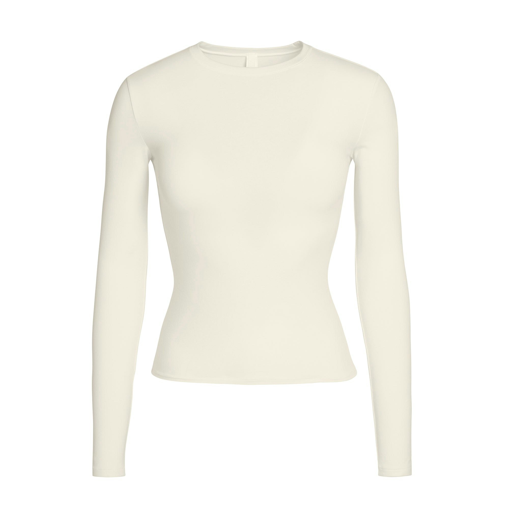 COTTON JERSEY LONG SLEEVE T-SHIRT | BONE FLAT ON A WHITE BACKGROUND | FLT