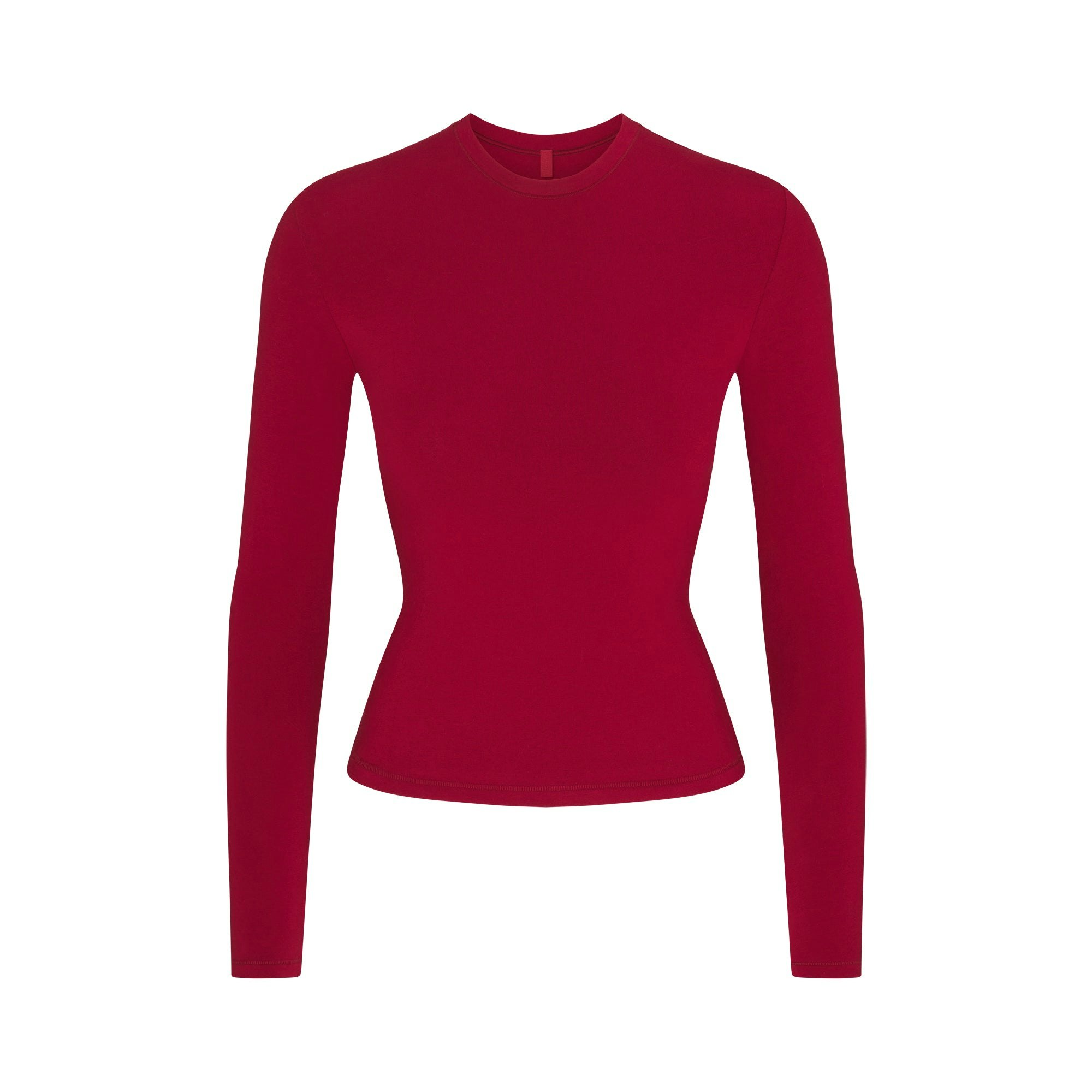 COTTON JERSEY LONG SLEEVE T-SHIRT | BRICK FLAT ON A WHITE BACKGROUND | FLT