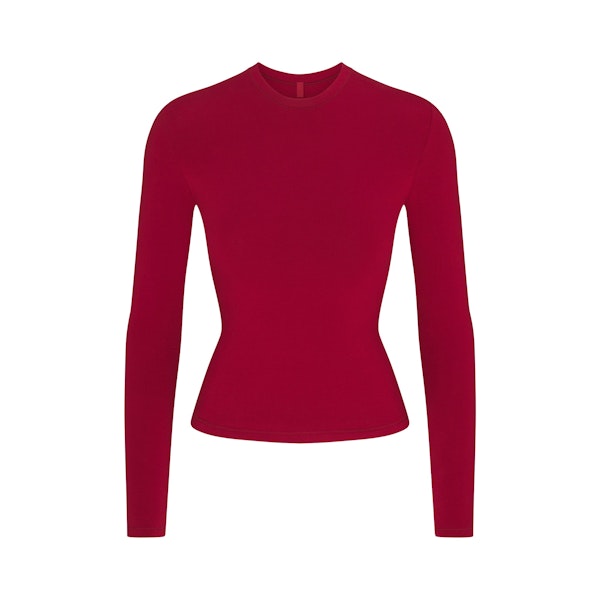 COTTON JERSEY LONG SLEEVE T-SHIRT | BRICK FLAT ON A WHITE BACKGROUND | FLT