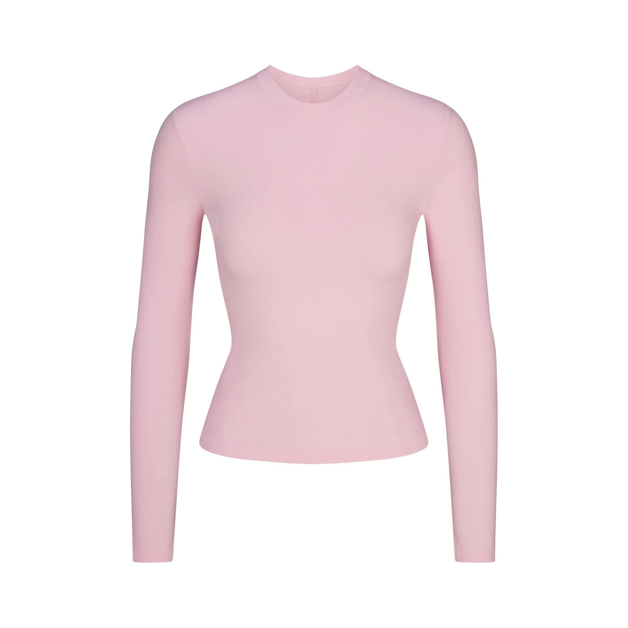 COTTON JERSEY LONG SLEEVE T-SHIRT | CHERRY BLOSSOM FLAT ON A WHITE BACKGROUND | FLT